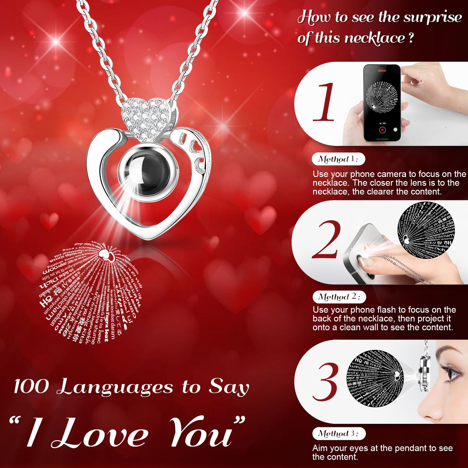 Hnustbo Rosa Eterna Stabilizzata con Collana I Love You, Rose Orso Originale Regalo per Donna Fidanzata Mamma Madre Nonna Moglie per San Valentino,Festa della Mamma,Compleanno,Natale