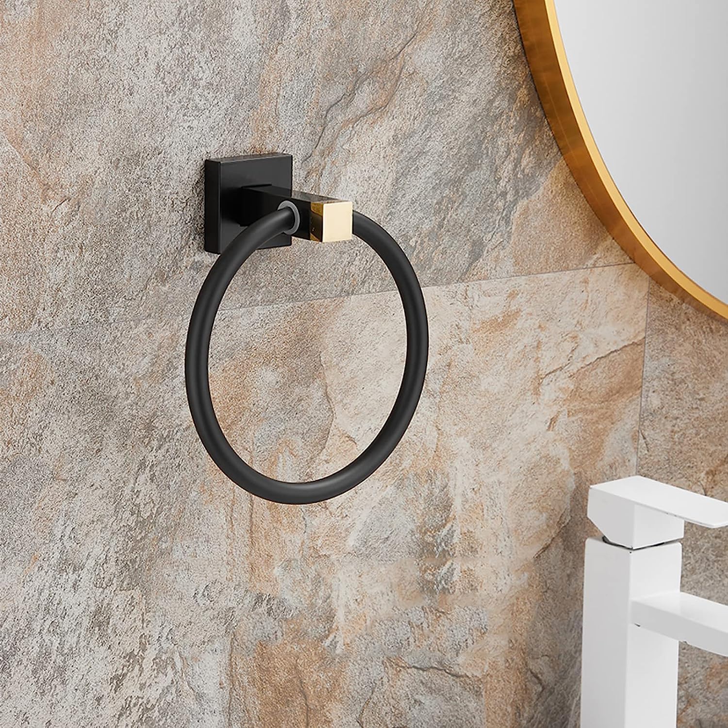 Towel Ring Towel Holder Bathroom Round Hand Towel Ring Wall Mounted Hanging Towel Hanger with Fixing Accessories, Aviation Aluminum