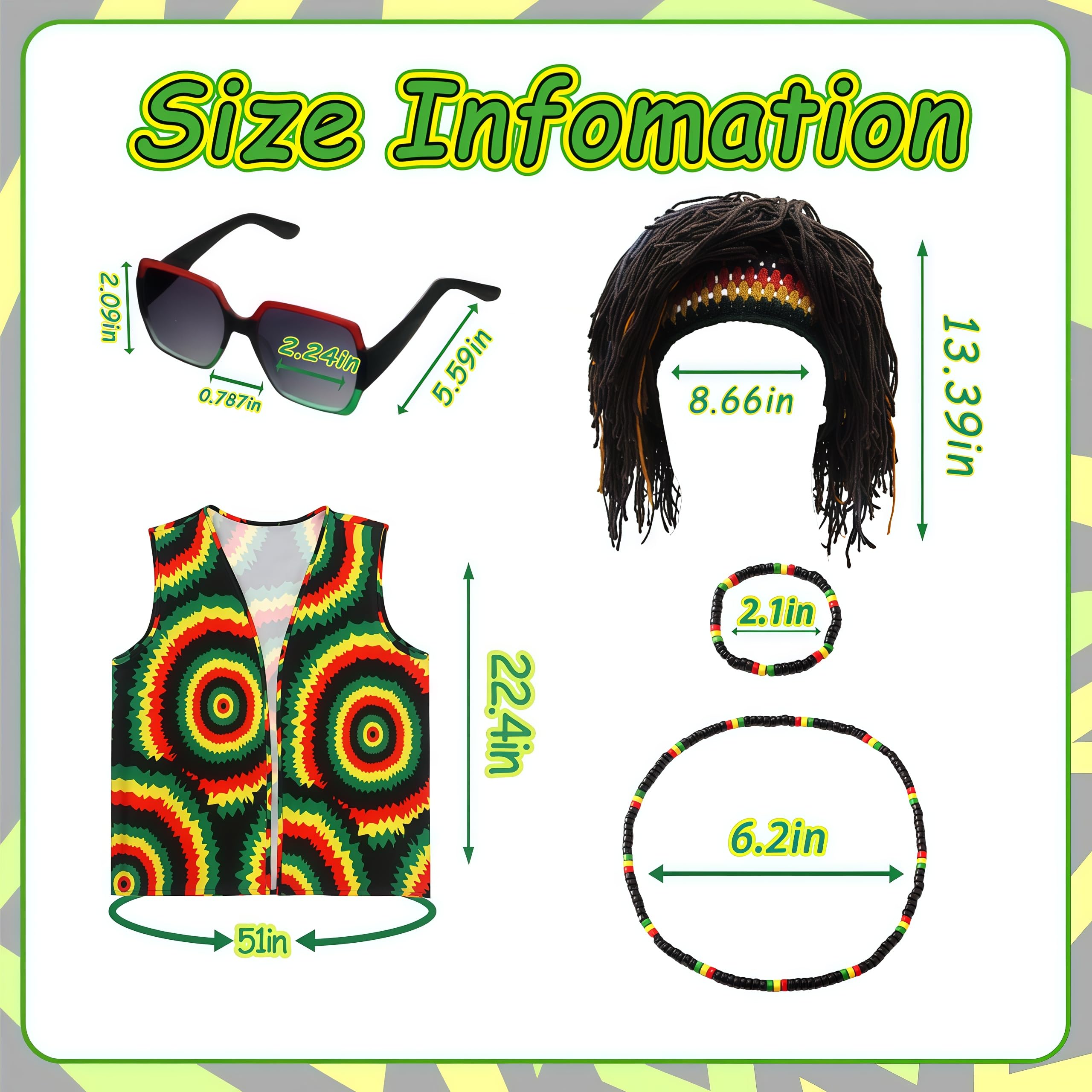 Kyndara 5Pcs Jamaican Costume Accessories - Image 2