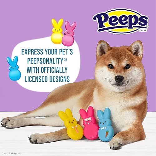Miniatura 3 de Peeps Juguetes de vinilo para perros de 3 piezas para mascotas, color amarillo, rosa, azul, juguetes de plástico chirriantes de 4 pulgadas, paquete
