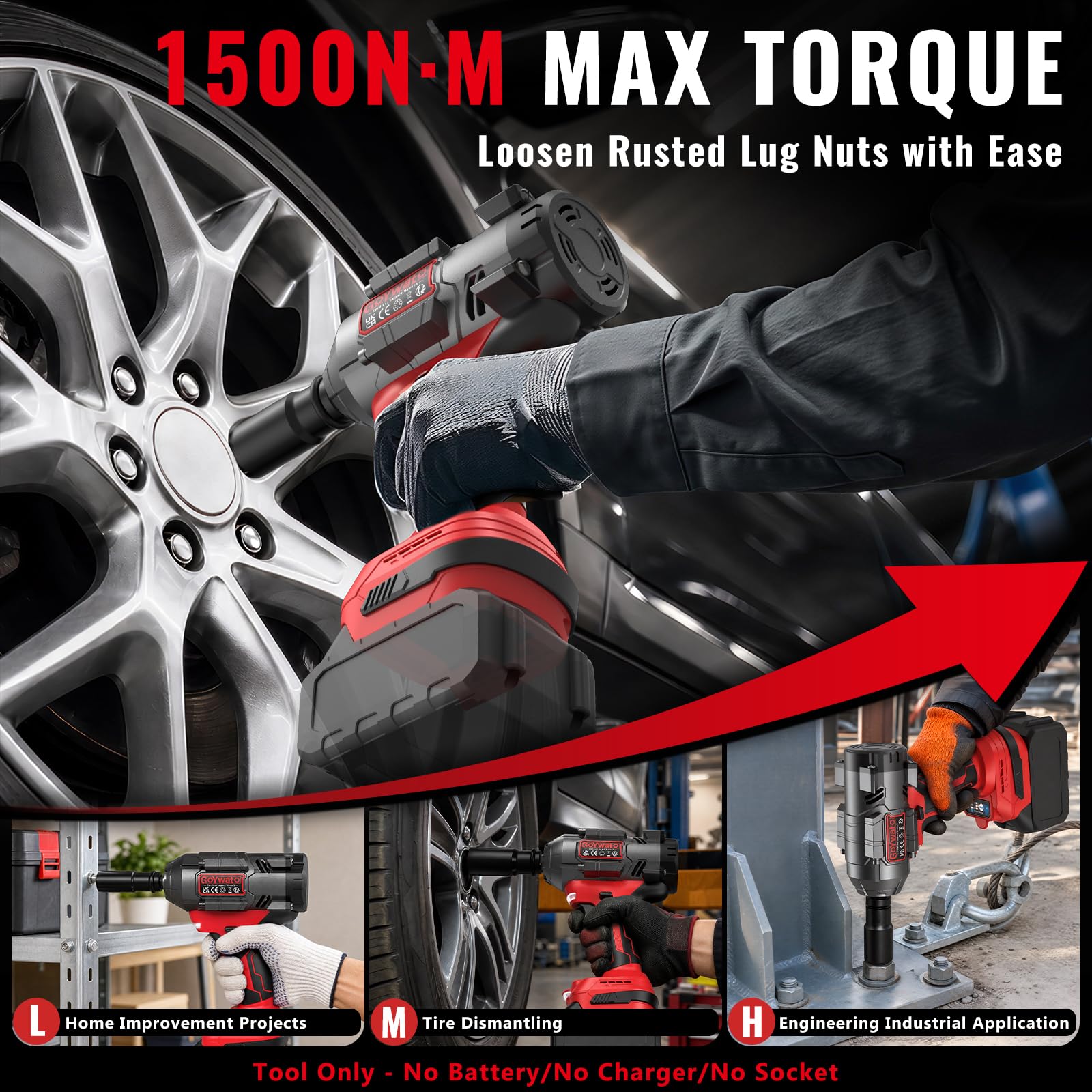 Cle a Choc Sans Fil 1500Nm Compatible avec Makita 18V Batteries(Outil Seul)