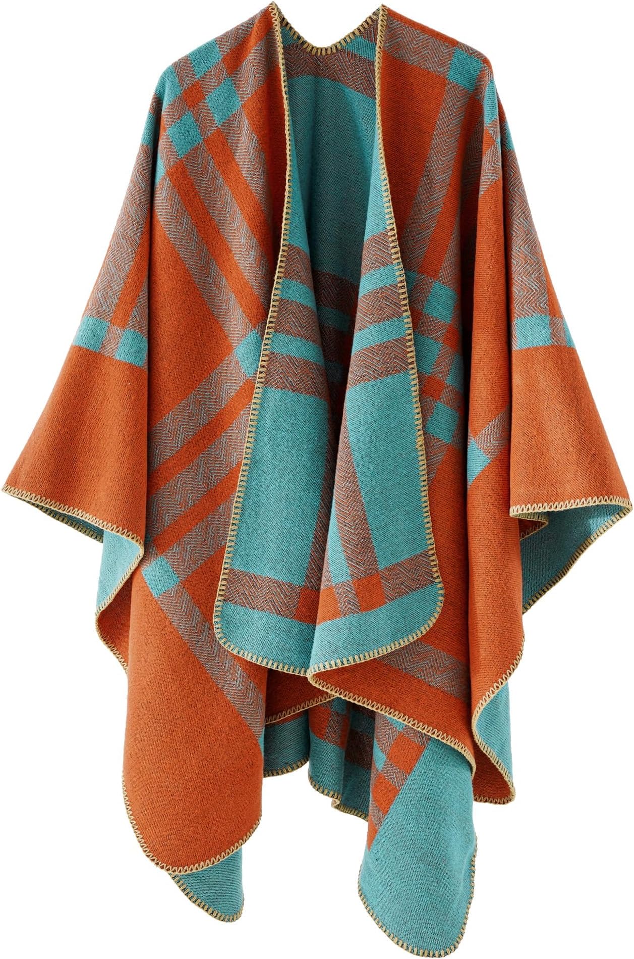 Excefore Ponchos for Women Shawls Wraps Oversized Winter Scarf Women's Knitted Cape Warm Wearable Blanket Long Cardigans Sweater Coats Birthday Gifts for Ladies, Orange