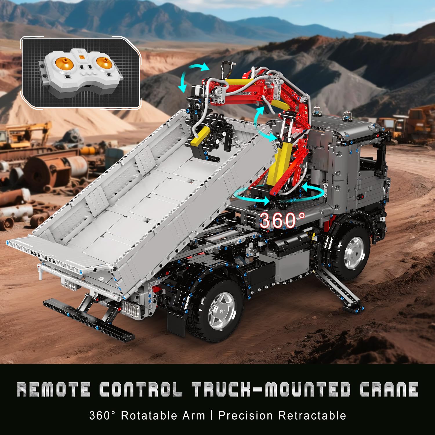 Mould King Técnica Grúa Camión - MOC APP Control remoto Motorizados Transportador de vehículos de construcción Bloques de sujeción Kit con grúa neumática y 11 motores para niños a partir de 14 años