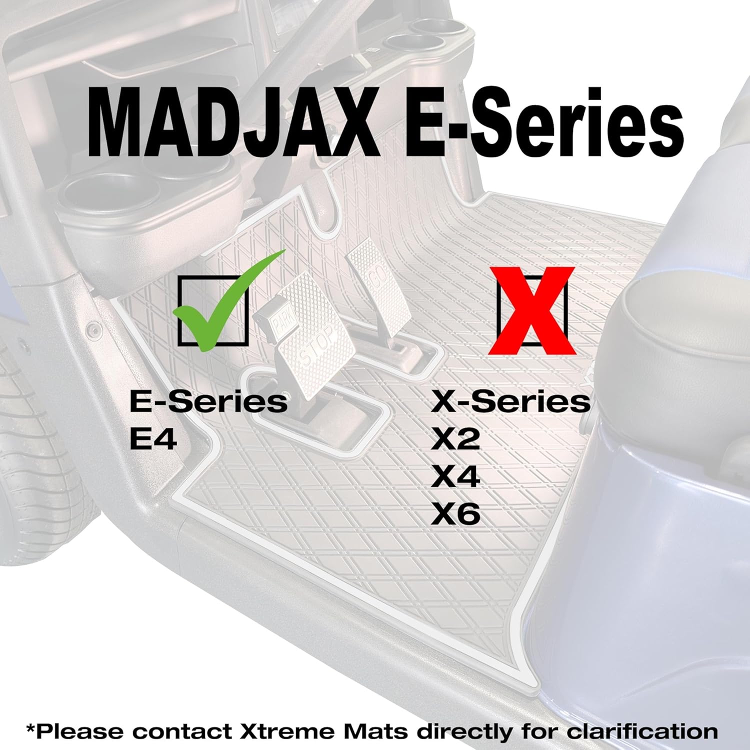 Xtreme Mats Rubber MadJax E Series Compatible Full Coverage FloorMat Floor Liner for Golf Carts (All Black)