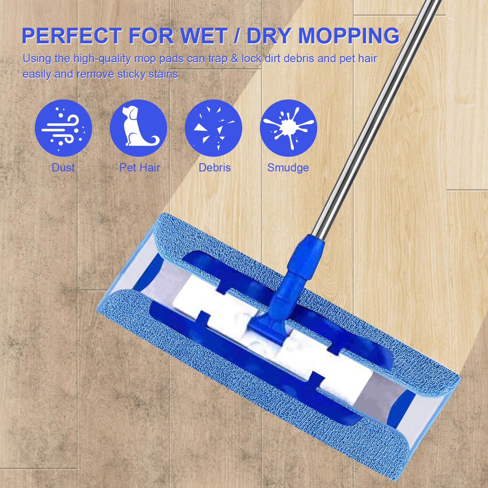 Confezione da 8 panni in microfibra compatibili con MR-SIGA Professional M-op, ricariche per la pulizia di pavimenti duri, doppio lato, riutilizzabili e lavabili