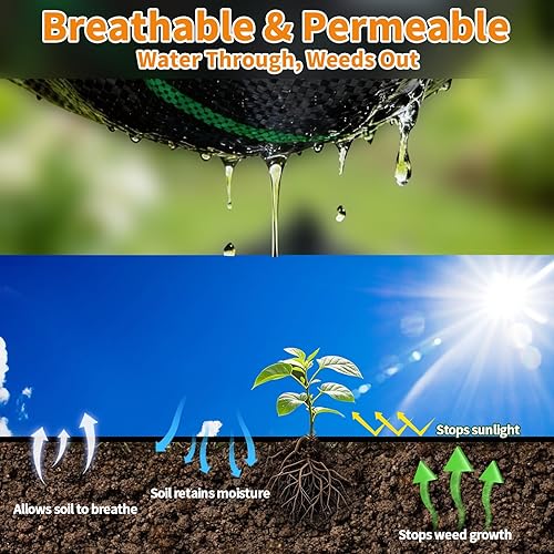 Miniatura 3 de AMAGABELI GARDEN & HOME 5.8oz 5x300ft barrera de malas hierbas tela resistente cubierta de tierra tela geotextil tela duradera cubierta de entrada