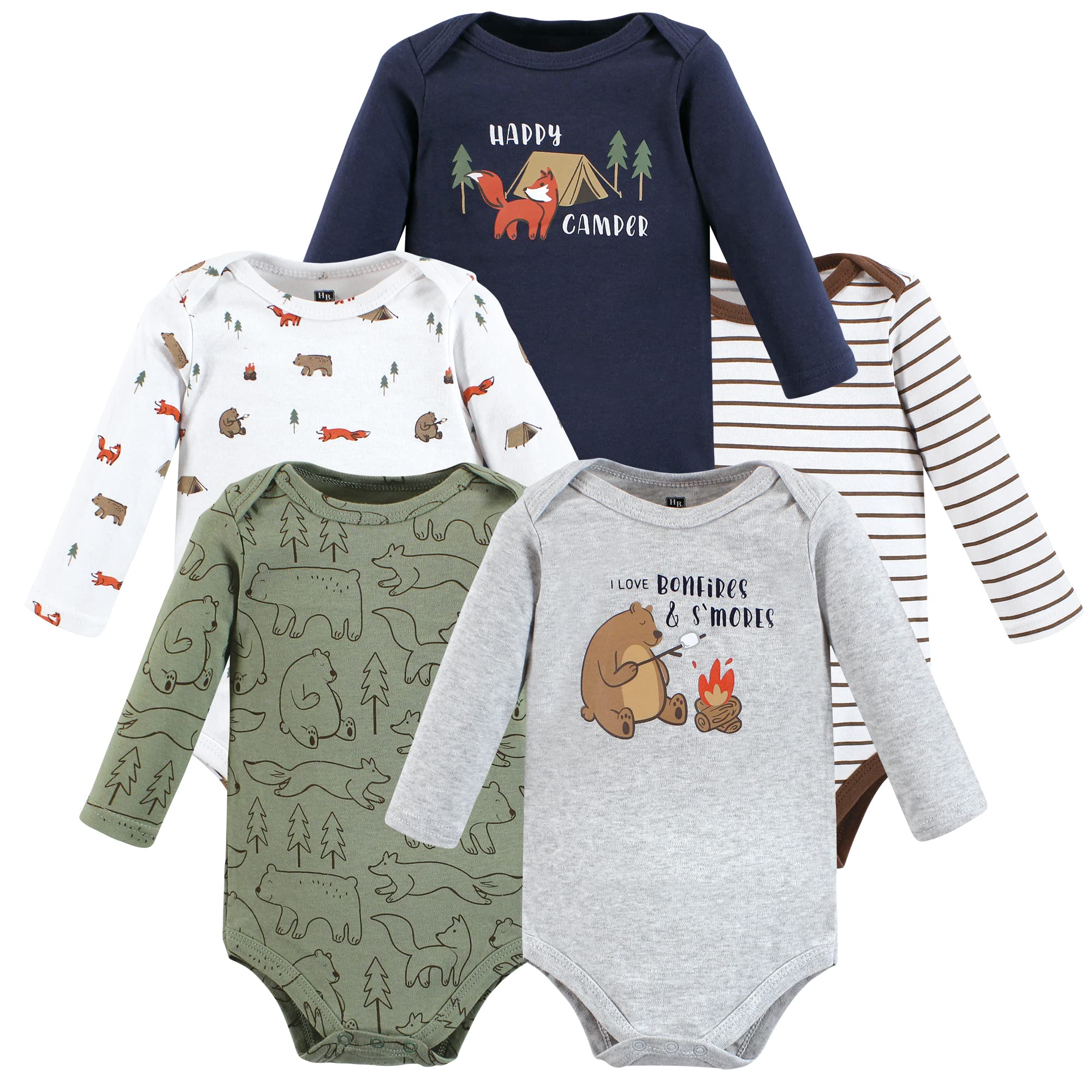 Hudson Baby baby-boys Cotton Long-sleeve Bodysuits 5-pack