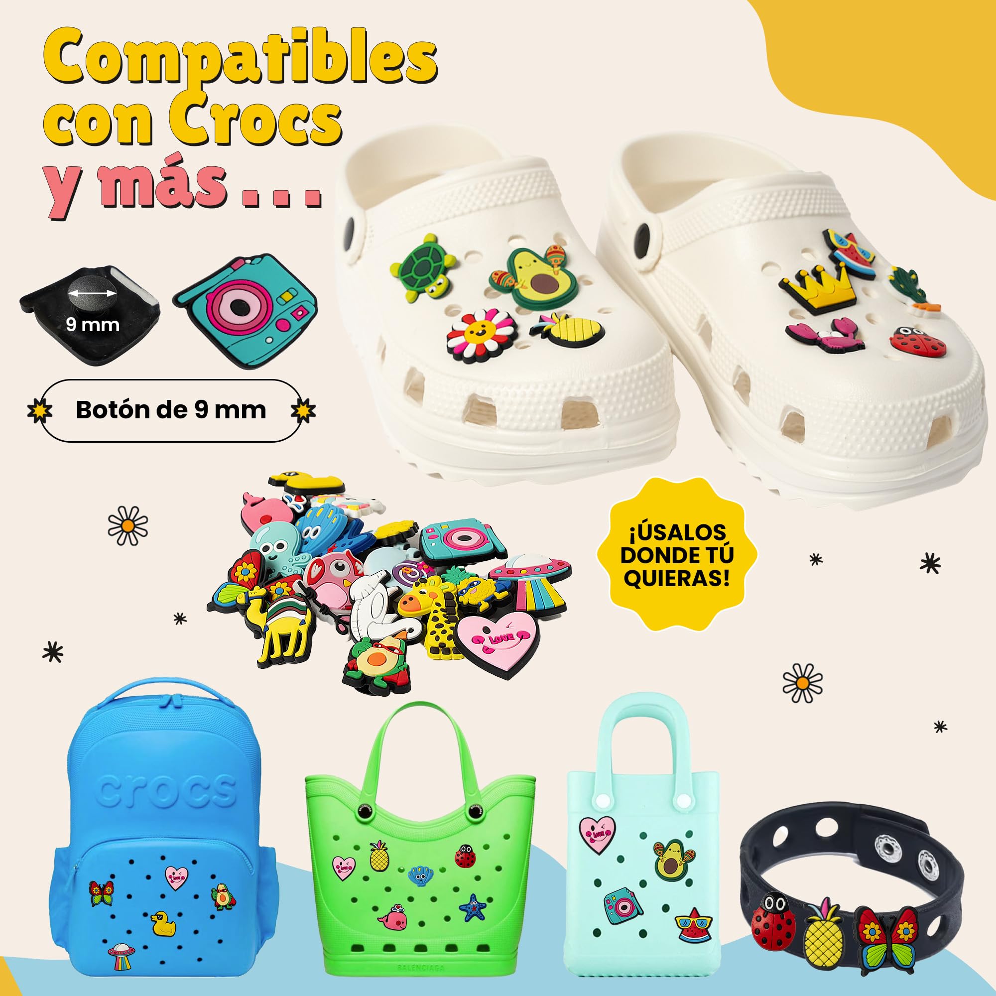 Accesorios Resistentes y Ligeros para Crocs - 27 Pines No Aleatorios que se Fijan Muy Bien