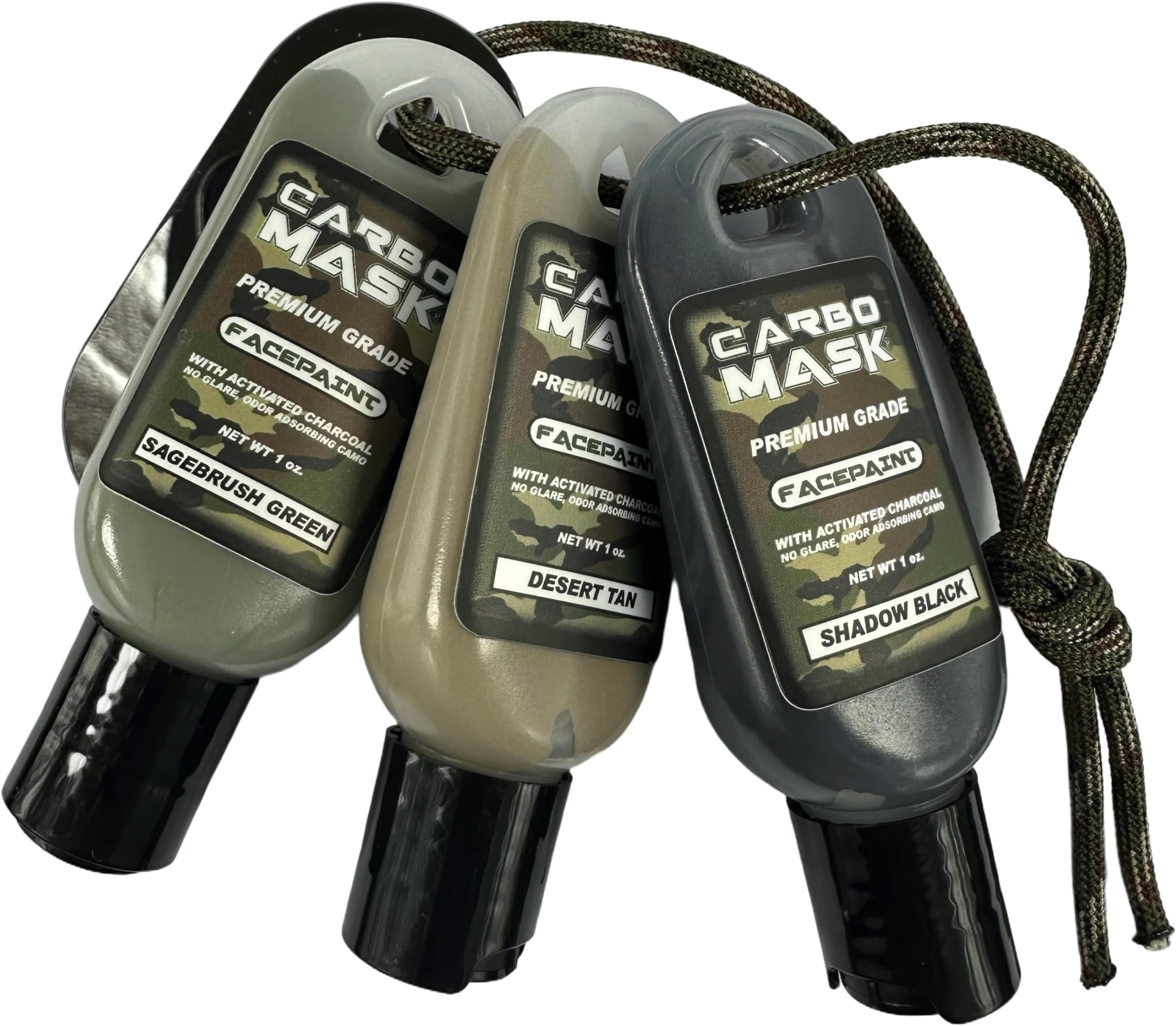 1 oz. Three-Pack Camo Facepaint. No grease. No glare. Easy to remove.