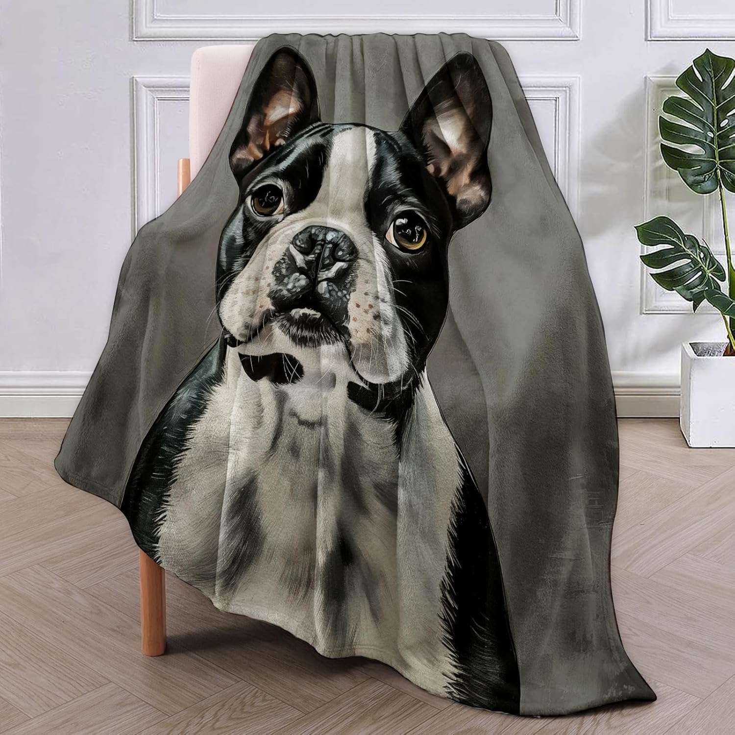 Boston Terrier Dog Blanket Gifts for Women Girls Soft Warm Lightweight Cozy Plush Cute Animal Throw Blankets for Bedroom Living Room Sofa Home Decor 60"x50" - Image 2