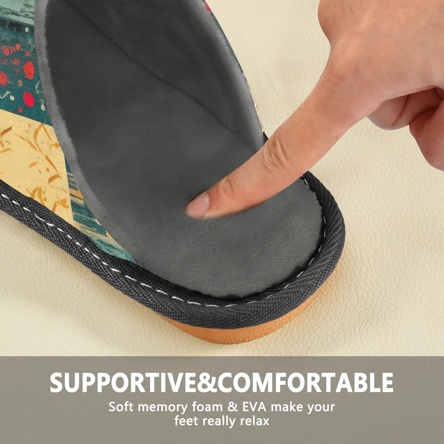 Geometry Retro House Slippers – Cozy Fuzzy Slippers for Guests, Washable & Disposable, Perfect for Shoeless Home, Spa & Hotel Use A111428