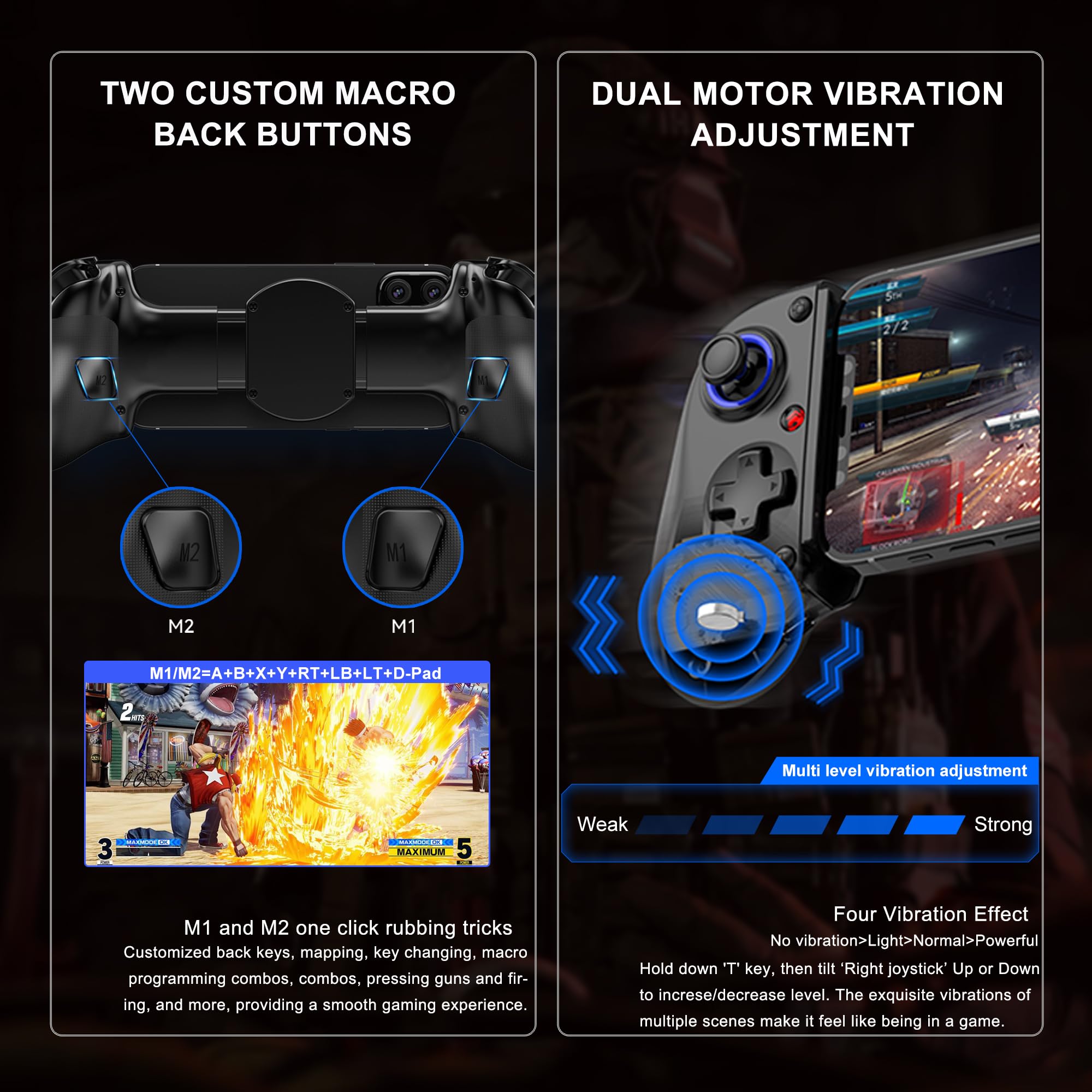 Megadream Mobiler Gaming-Controller für iPhone/iPad/Android/Tablet, Kabelloser Android-Gamepad mit Hall-Trigger/Makro/Turbo, für Xbox/PS5/PS4/PC (Schwarz)