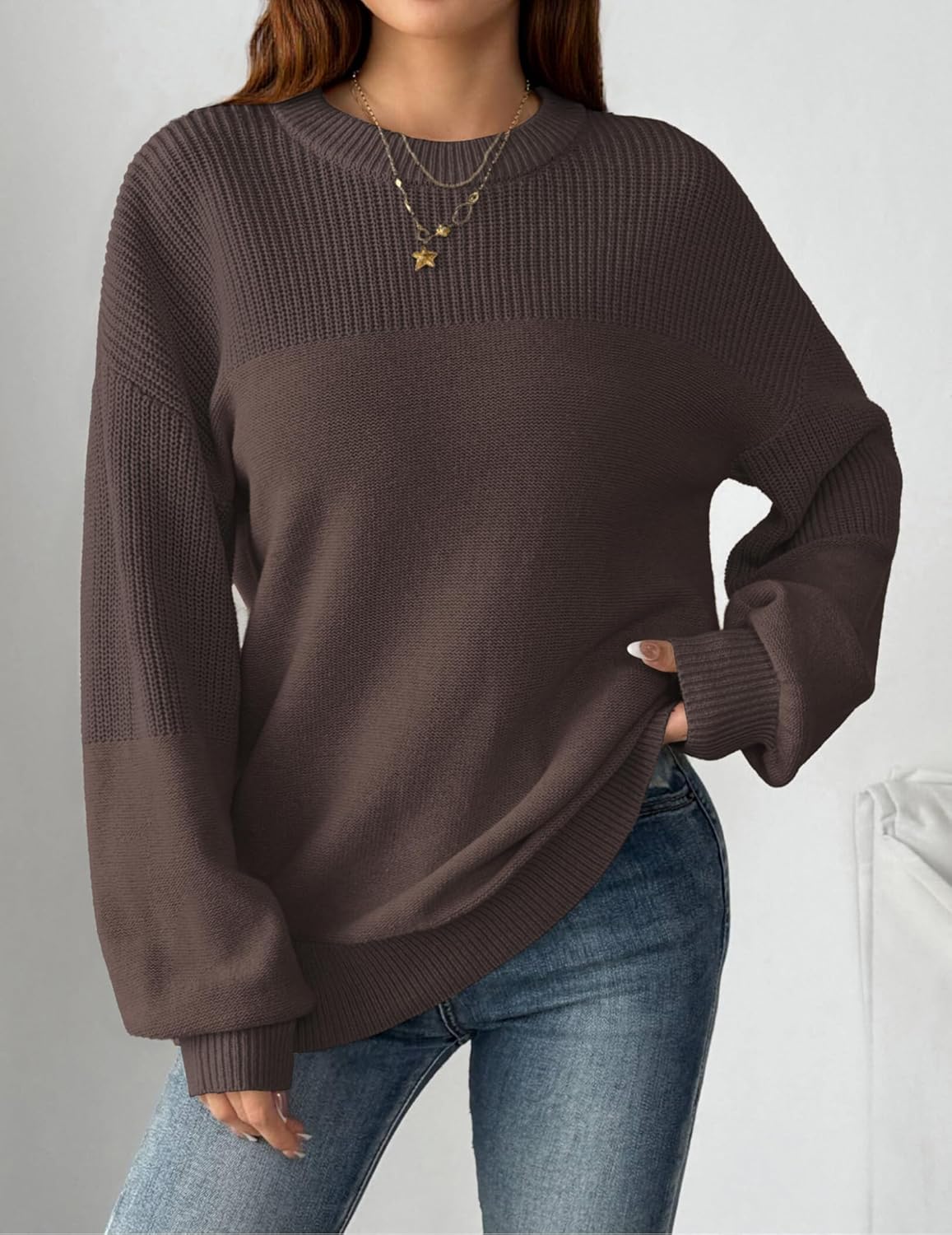 Zeagoo Women's 2026 Fall Chunky Knit Sweater Oversized Crewneck Long Sleeve Winter Cotton Pullover Sweaters Jumper Tops - Image 2