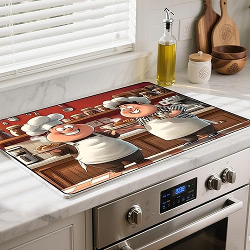 Miniatura 21 de Cubierta de estufa de vidrio resistente al calor con revestimiento de goma antideslizante – Protector de estufa eléctrica, resistente a los