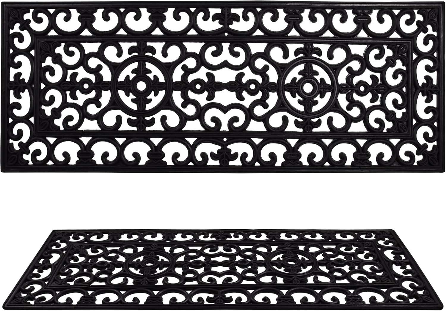 Albert Austin Heavy Duty Rubber Door Mat Wrought Iron Effect Doormat for Patio Front Door