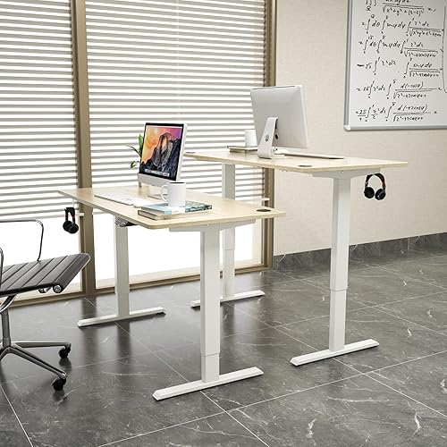 Miniatura 37 de Tangkula Escritorio eléctrico de pie con motor doble, estación de trabajo de 48 x 30 pulgadas de altura ajustable para computadora con controlador