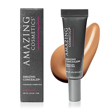 AmazingCosmetics Amazing Concealer, Full Coverage with Pin Dot Amounts, Long Wear Concealer Makeup for Undereye Dark Circles, Blemishes and Spots, Color Correcting, Skin- Like Finish