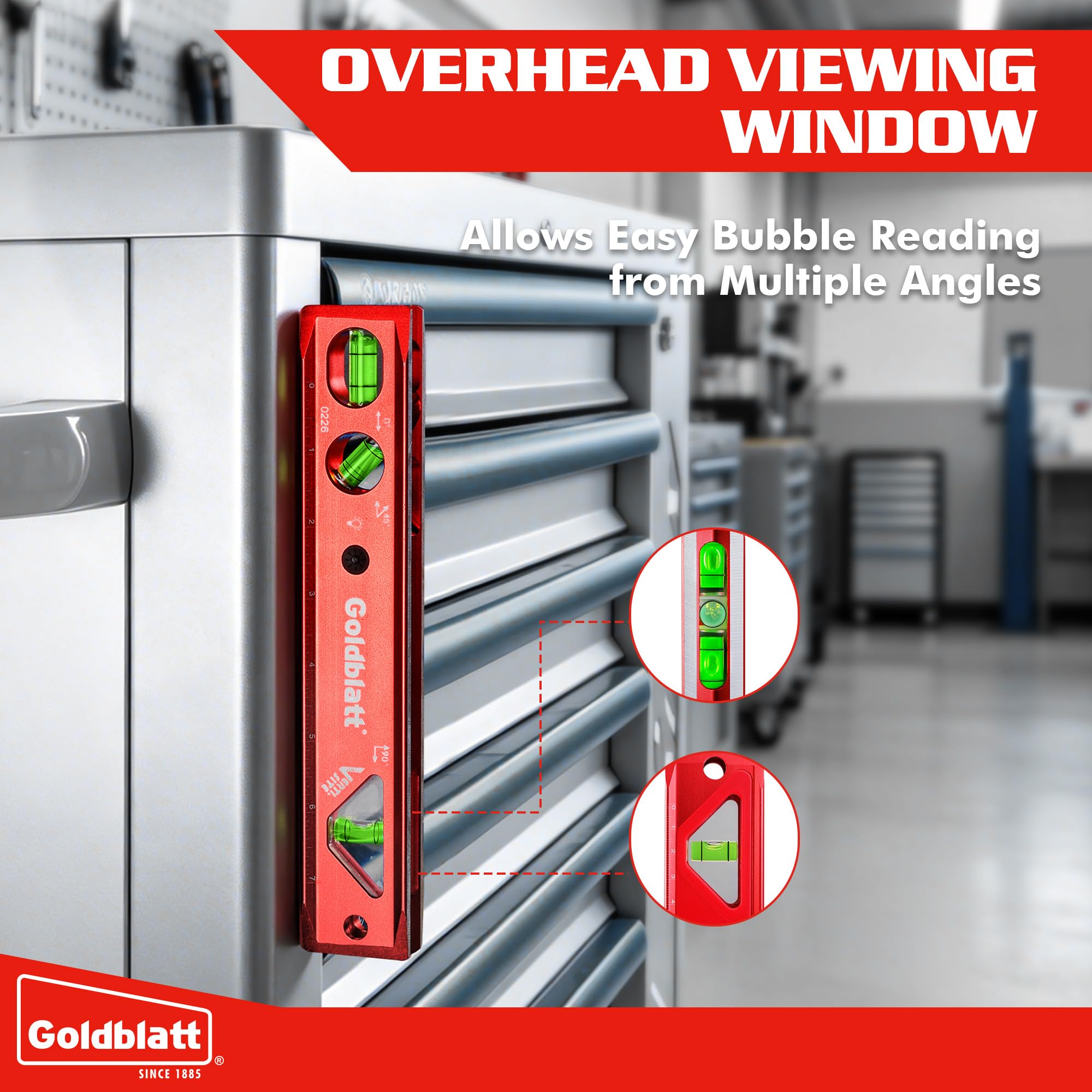Goldblatt Level Set - 3 Piece Torpedo Level -6