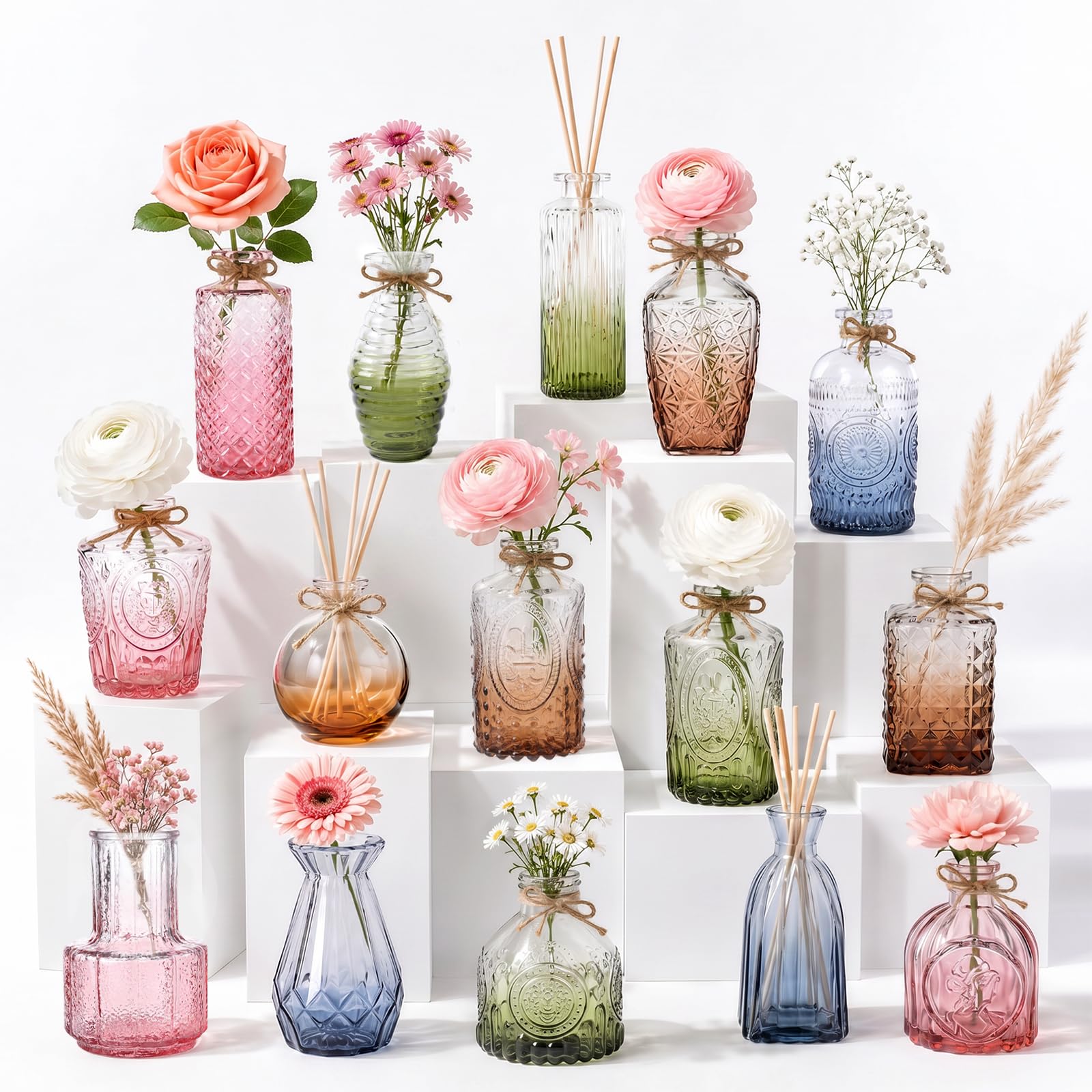 36 Glass Bud Vases - Colorful Gradient Set -11 36 Glass Bud Vases - Colorful Gradient Set -11
