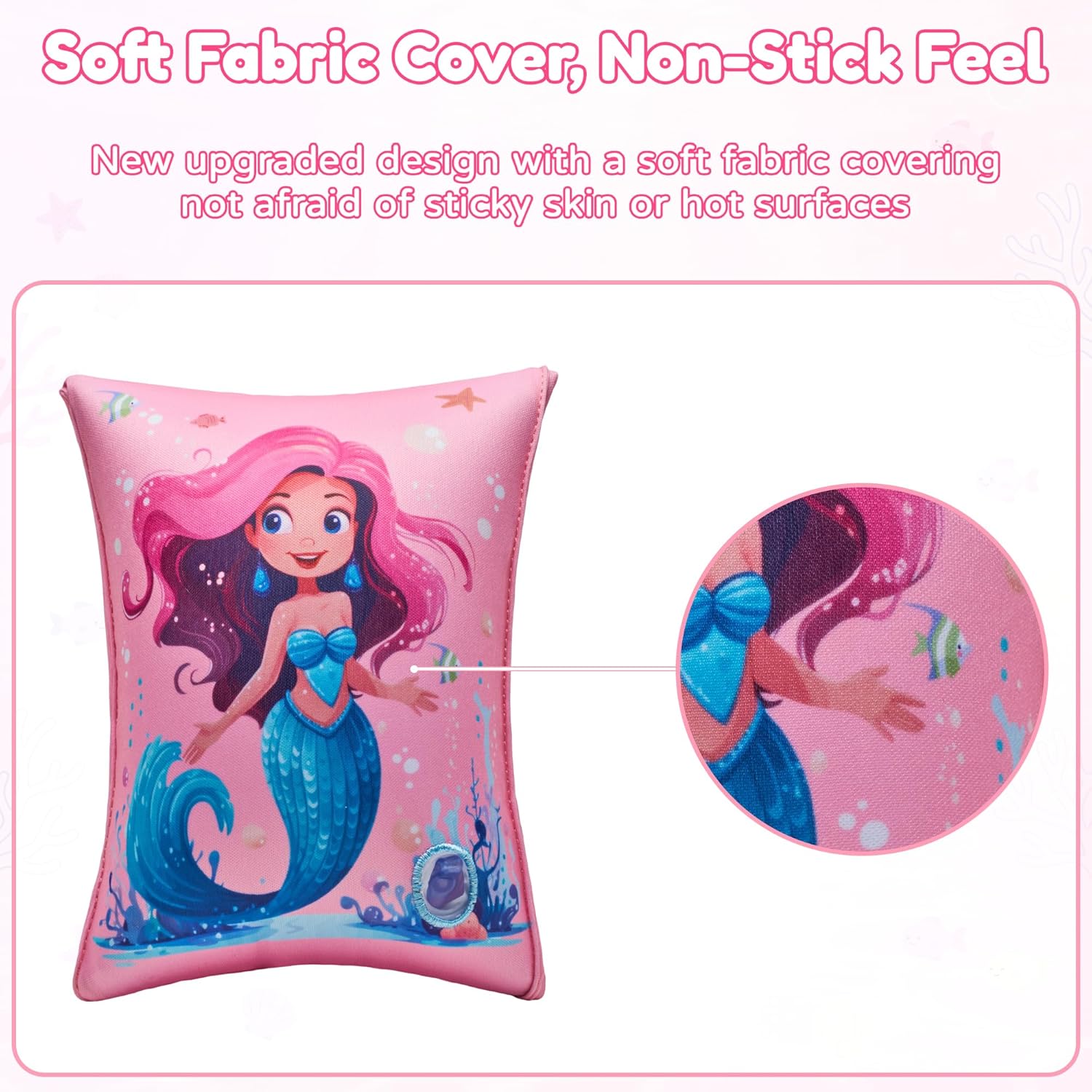 Arm Floaties for Kids, 2 Pack Inflatable Pool Floaties, Soft Fabric-Covered Arm Bands for Toddlers 3-5-6-12 Years, Swimming Floater Sleeves for Children, Pink