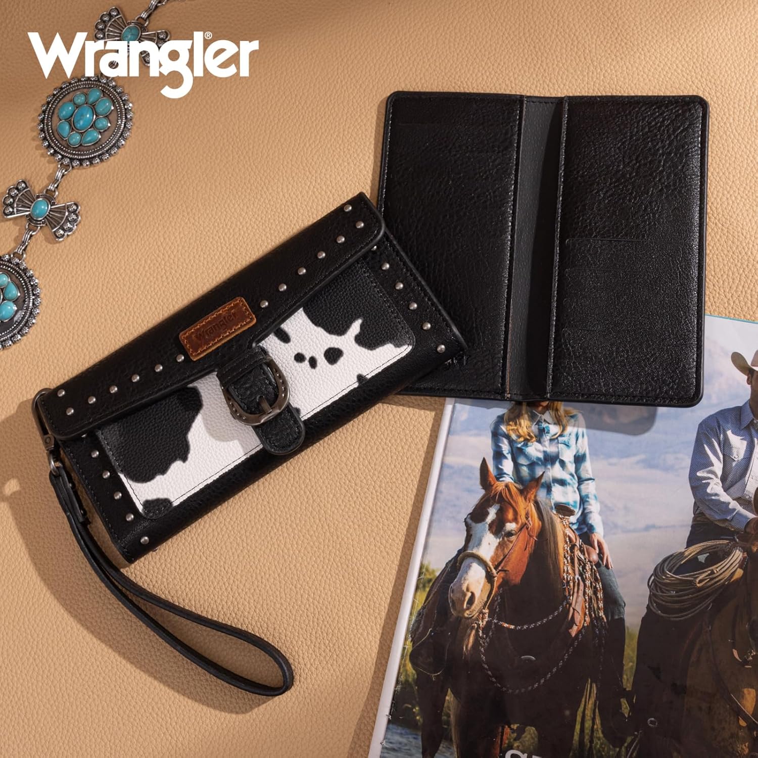 Montana West X Wrangler Womens Wallet Western Wristlet for Women Large Rfid Wallet with Detachable Credit Card Holder - Image 6