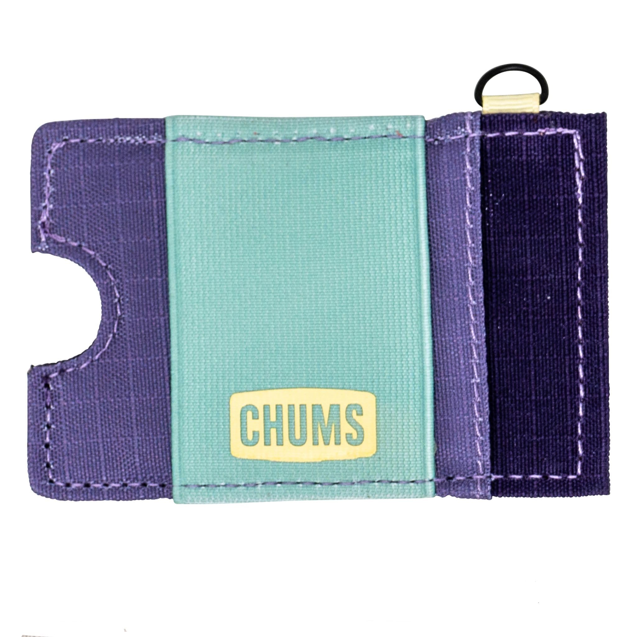 Chums Bandit Lo-Pro Minimalist Wallet - Compact RFID Wallet with Keyring & Elastic Strap for Cash (Plum)