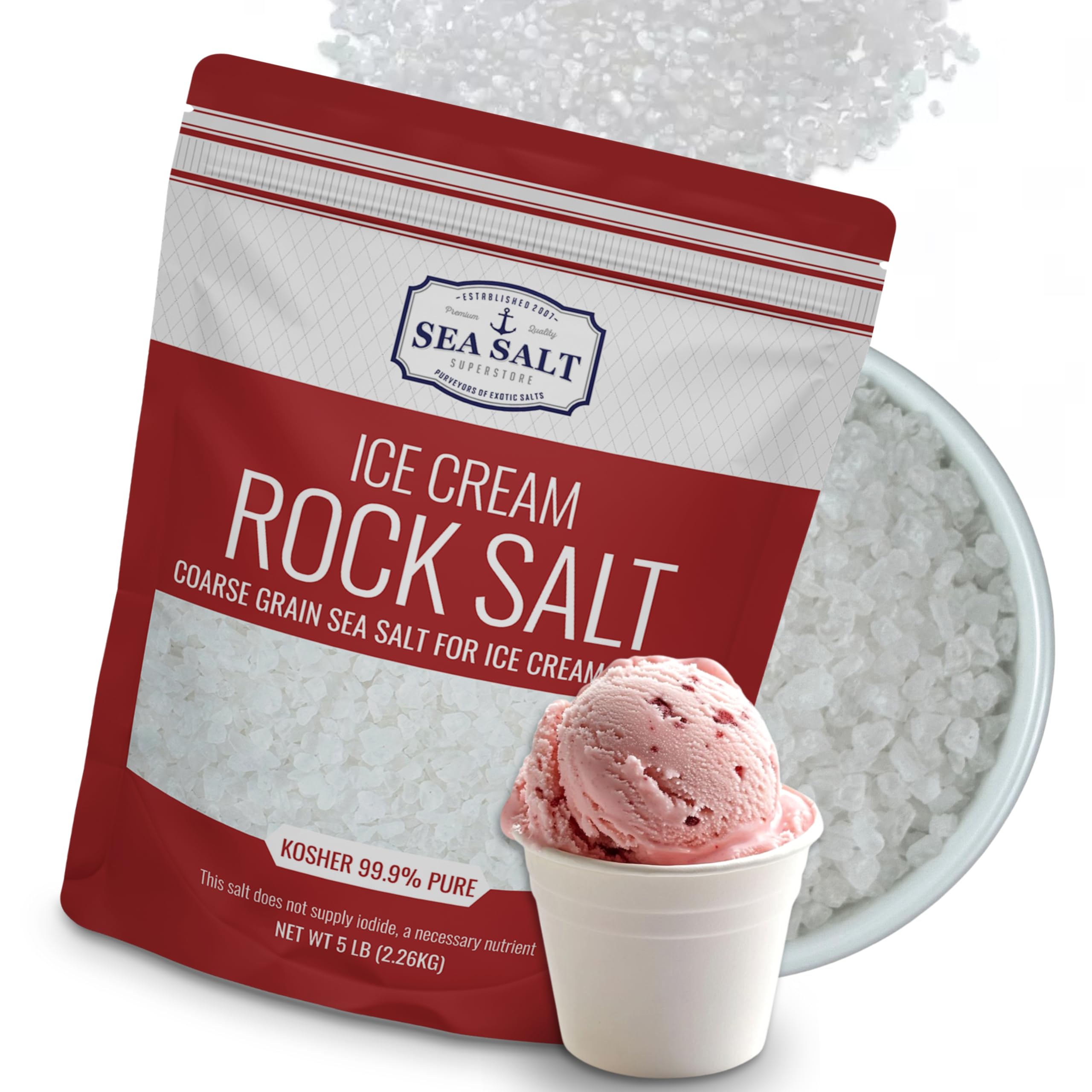 Rock Salt for Ice Cream Making Universally Compatible Coarse and Non-Iodized Salt for All Ice Cream Maker 5lb