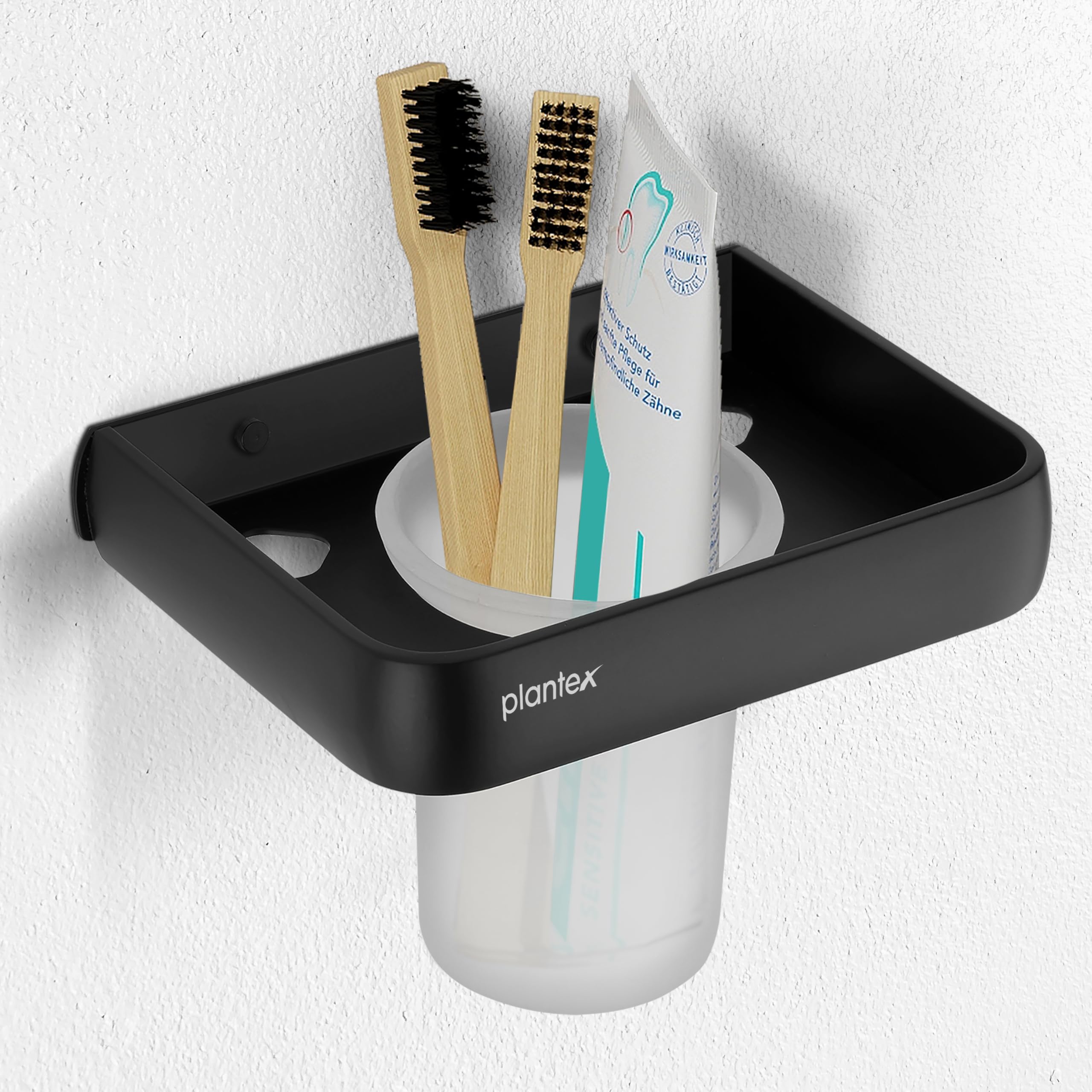 Plantex Self Adhesive Aluminium Toothbrush Holder/Tumbler Holder for Bathroom/Toothpaste/Razor Holder/Tooth Brush Holder/Bathroom Accessories - (Black)-picture-34