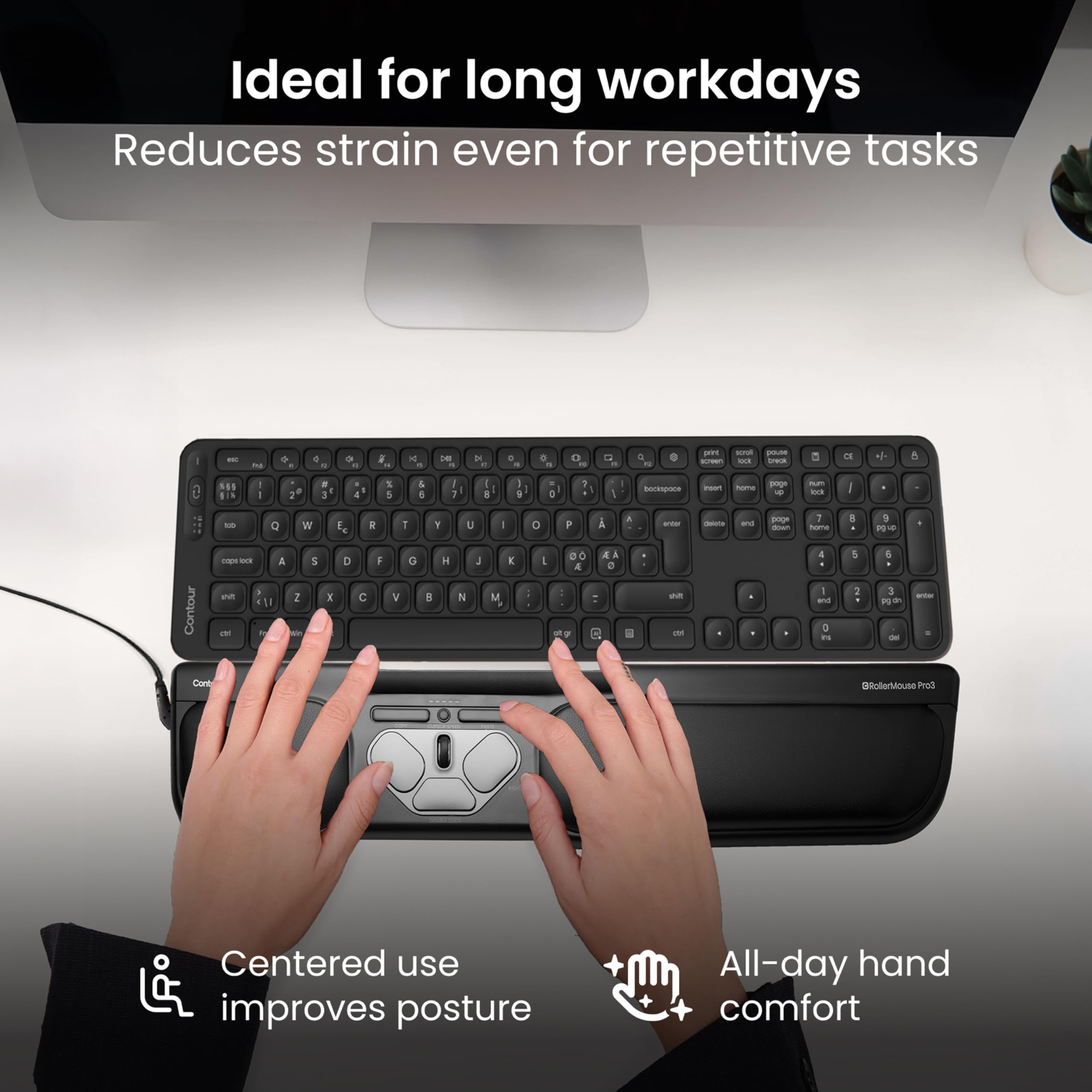 Contour RollerMouse Pro3 Souris Ergonomique TMS, Canal carpien soulagement l’épaule, Pas portée, Pas Saisie, Raccourcis Personnalisables, Vitesse Ajustable, Connexion USB Compatible Mac et PC