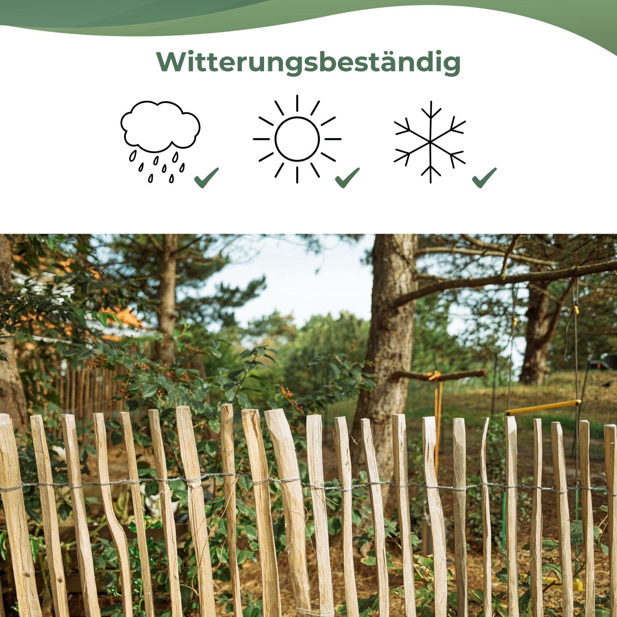 Creative Home Staketenzaun 60cm hoch und 5m lang | Lattenabstand 7-9 cm | Haselnusszaun | Rollzaun | Gartenzaun Holz Holzzaun | Zaun Garten Ideal als Rasenkante Blumenbeet Umrandung aus Haselnuss