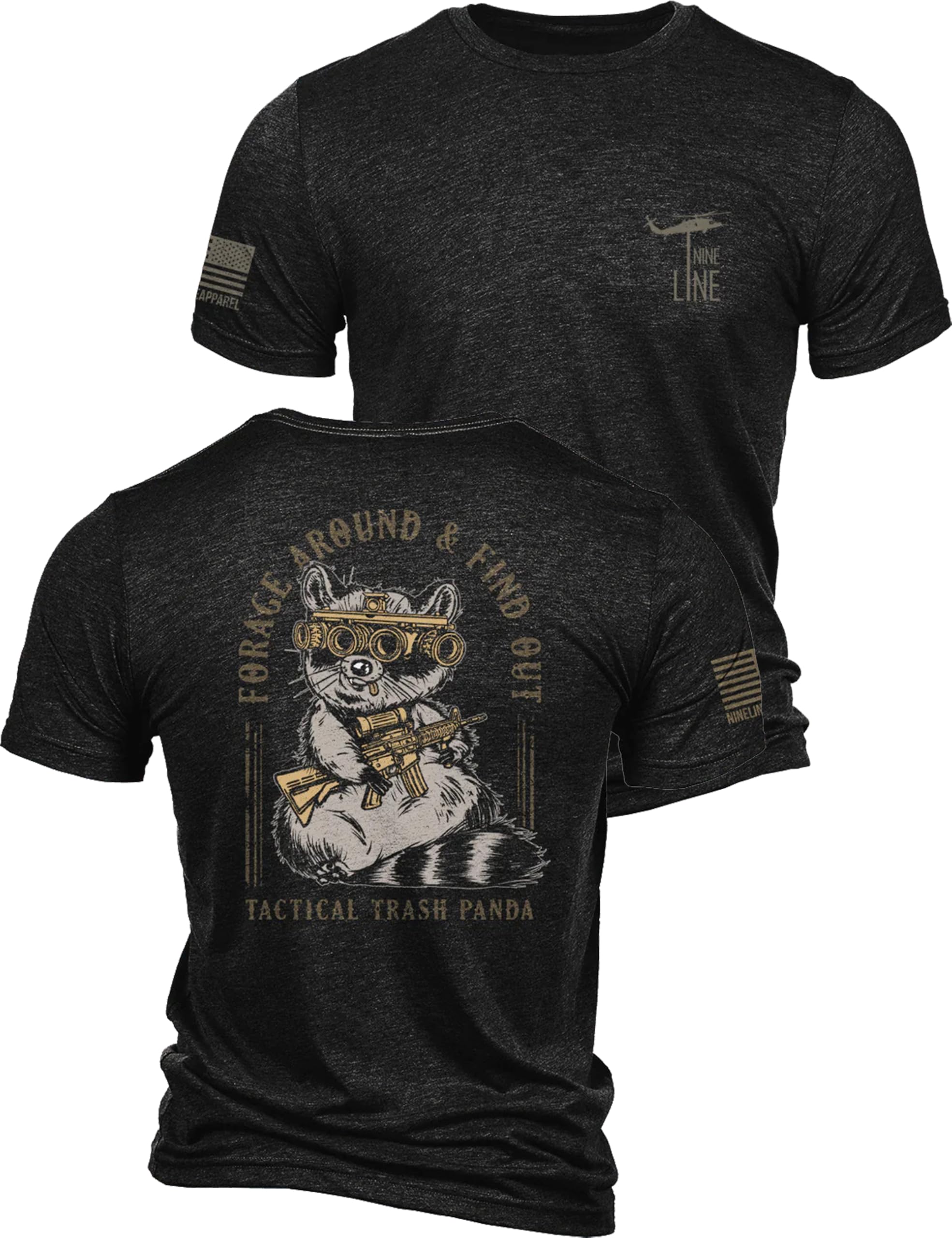 Nine Line Tactical Trash Panda T-Shirt, lustiges Waschbär-Militär-Grafik-T-Shirt, patriotische Veteranen-Bekleidung, hergestellt in den USA