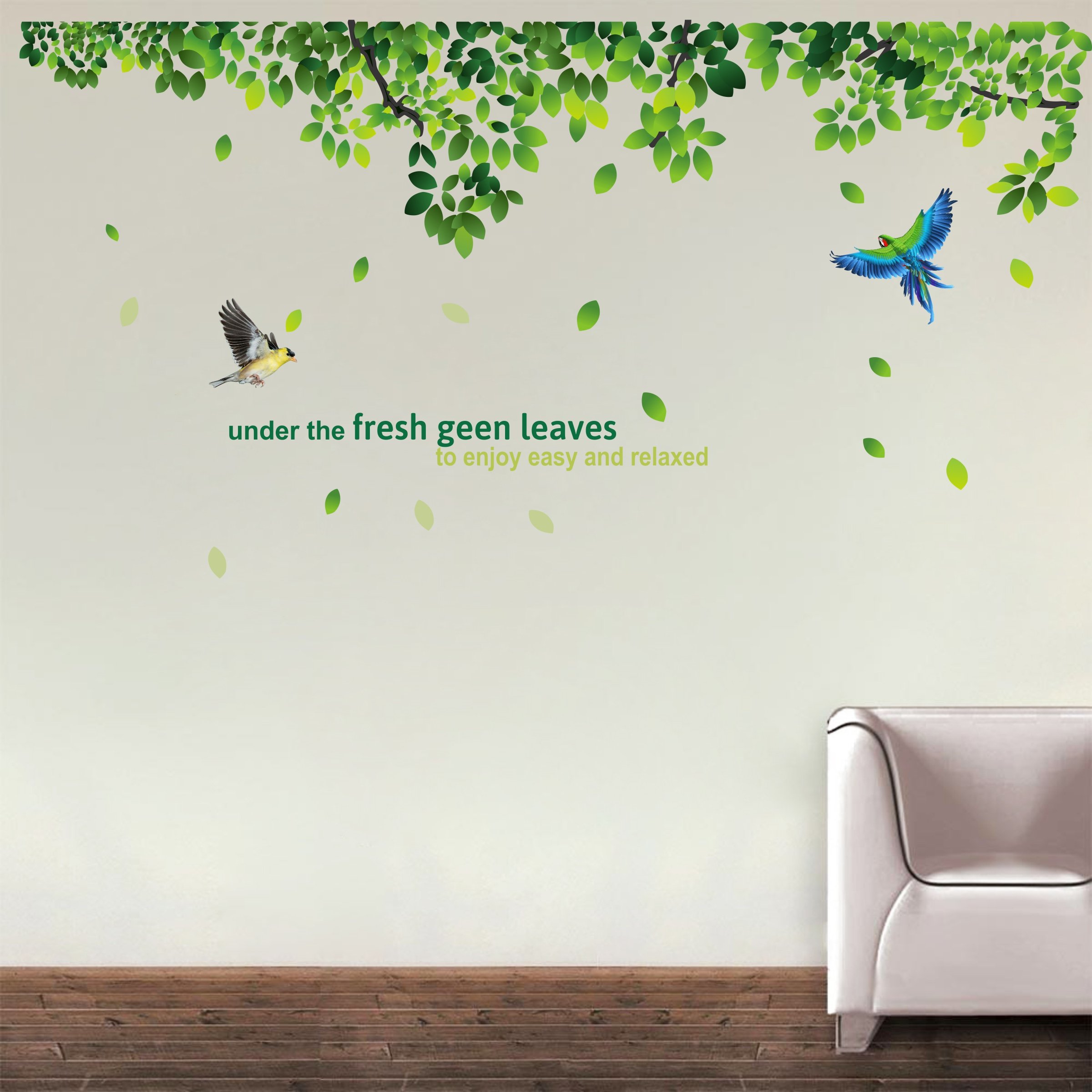 Sticker Hub Fresh Green Leaves Wall Decals Two Birds Vinyl Wall Decals Butterfly Decal Wall Decals Wall Stickers BS229 (B07L33SMVN) Amazon Price History, Amazon Price Tracker