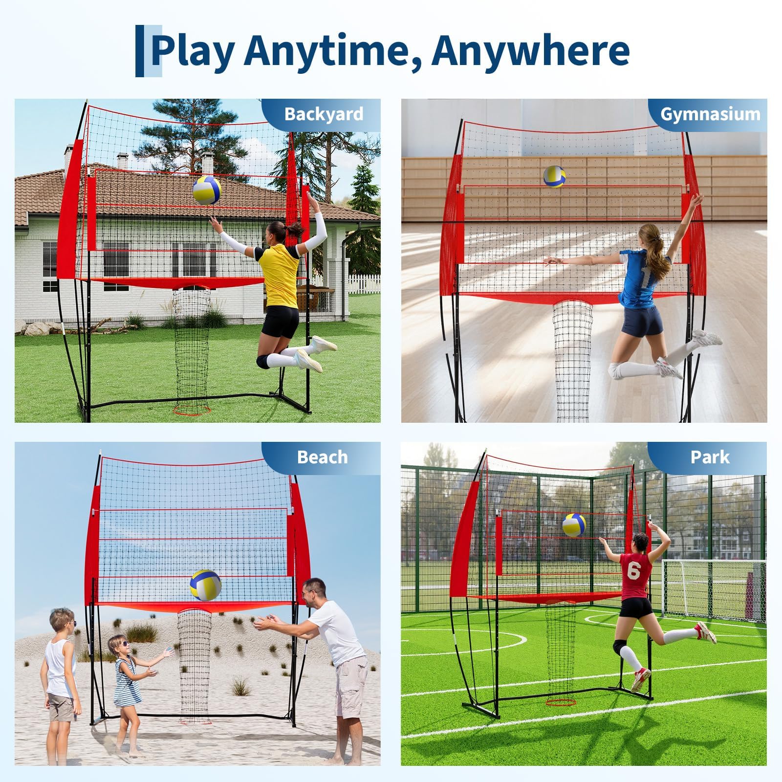 Filet de Volley-Ball réglable 2,4 x 3,4 m avec sac de transport