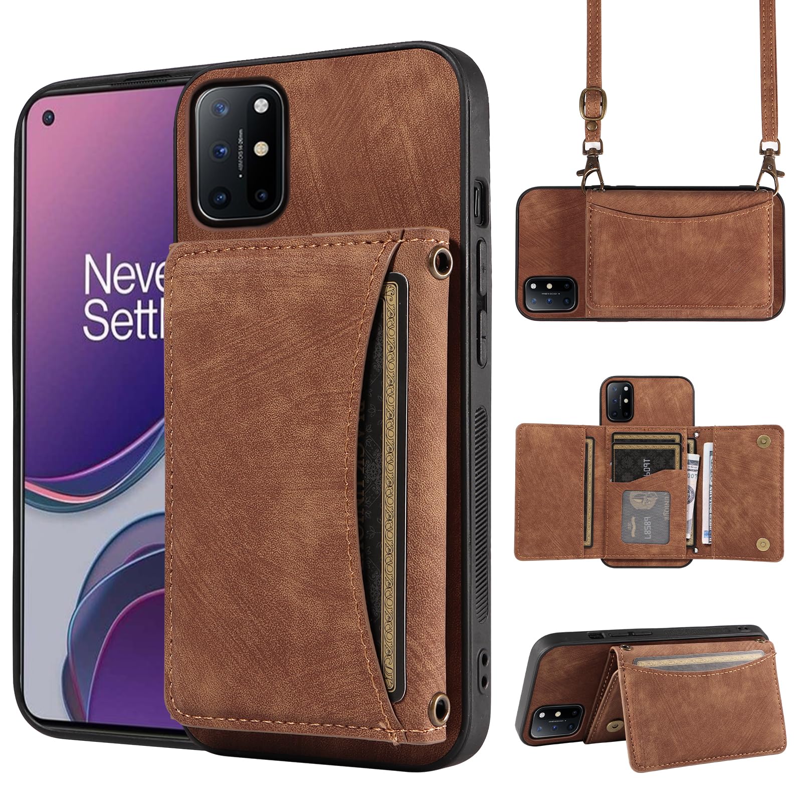 Funda Tipo Cartera Compatible Con OnePlus 8T OnePlus8T Plus 9R 5G Con Correa Cruzada Para El Hombro Y Soporte Para Teléfono Celular De Crédito Para One Plus8T5G On + 1 Plus