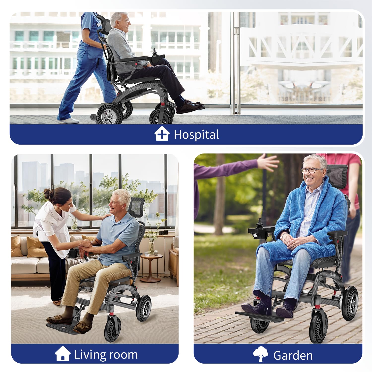 B10 Silla Ruedas Eléctrica Plegable Adultos/Mayores, Respaldo 145° Reclinable & Asiento Ergonómico, 25/50km Autonomía, Batería 12Ah Litio Extraíble, Motor Sin Escobillas 400W, 18KG (B10-12AH)