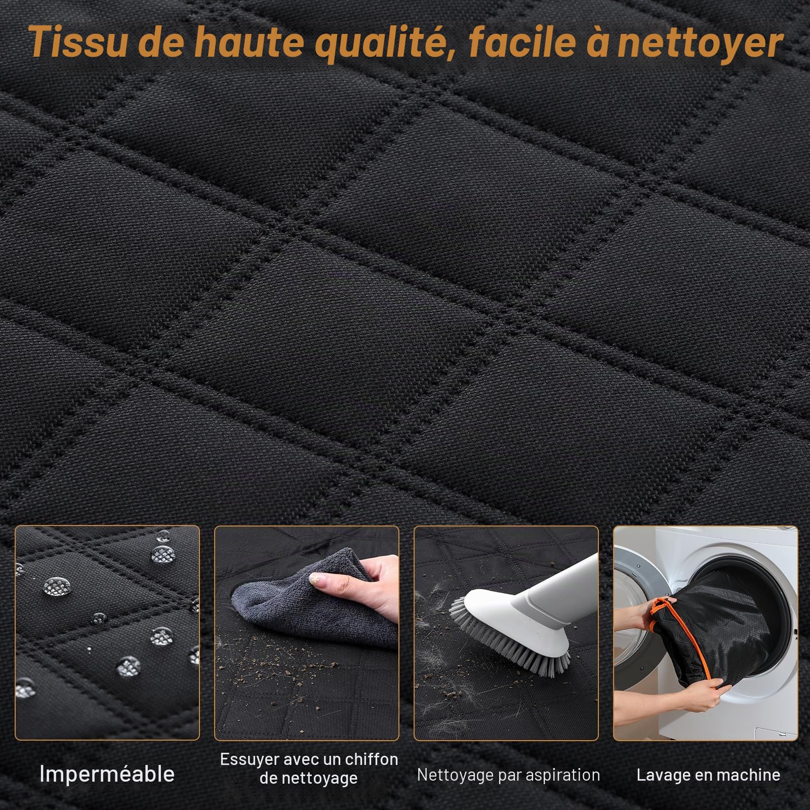 Pecute Protection Voiture Chien 132 * 62 CM, Housse Voiture Chien, Panneaux durs Améliorés, Support jusqu'à 150 kg, 40% d'espace Supplémentaire pour Une Couverture Complète du Siège Arrière