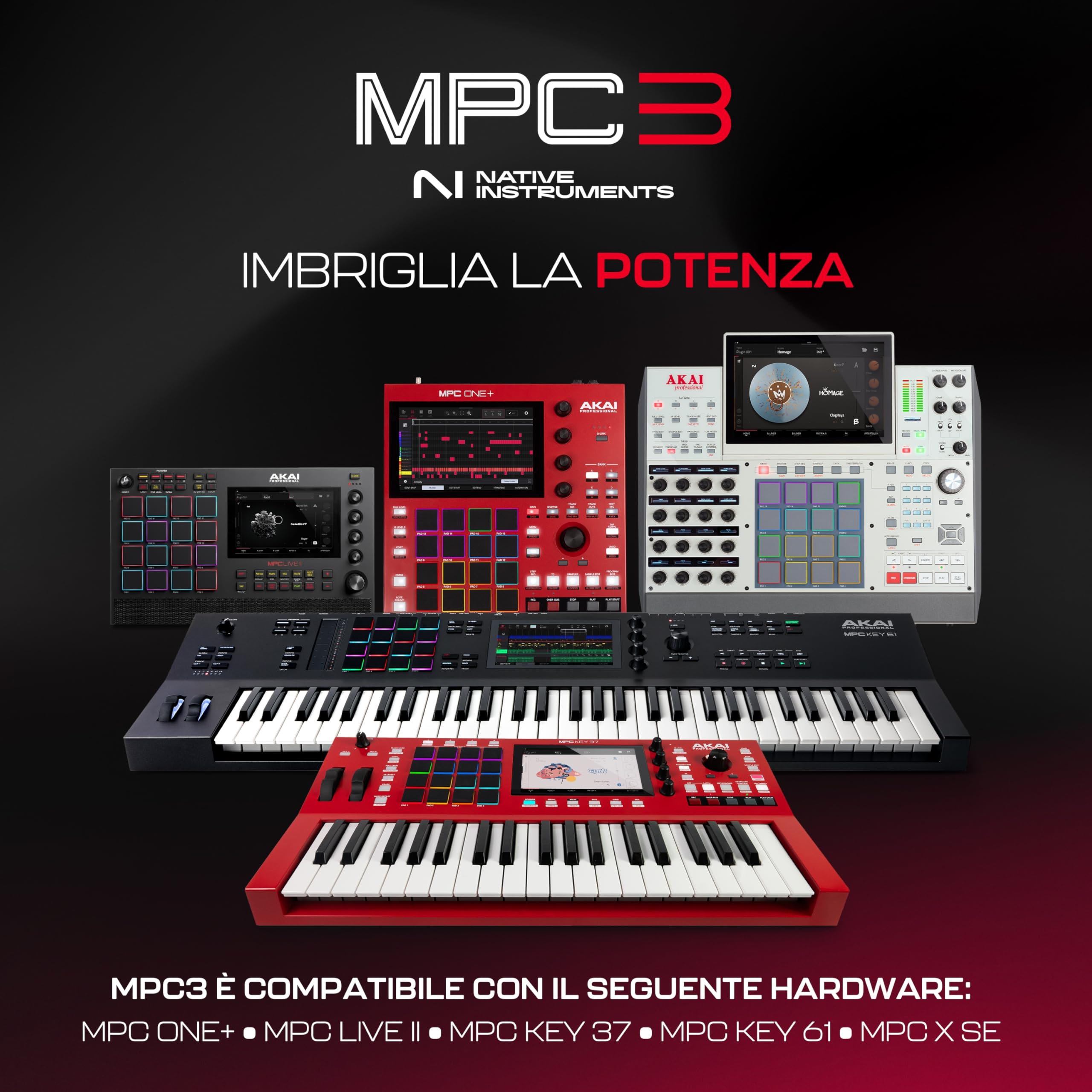 Akai Professional MPC X SE - Workstation di Produzione Standalone e Beat Maker con Schermo Multi-Touch da 10.1", Drum Pad, Motori di Sintetizzazione, 48 GB di Memoria e Integrazione Native Instruments