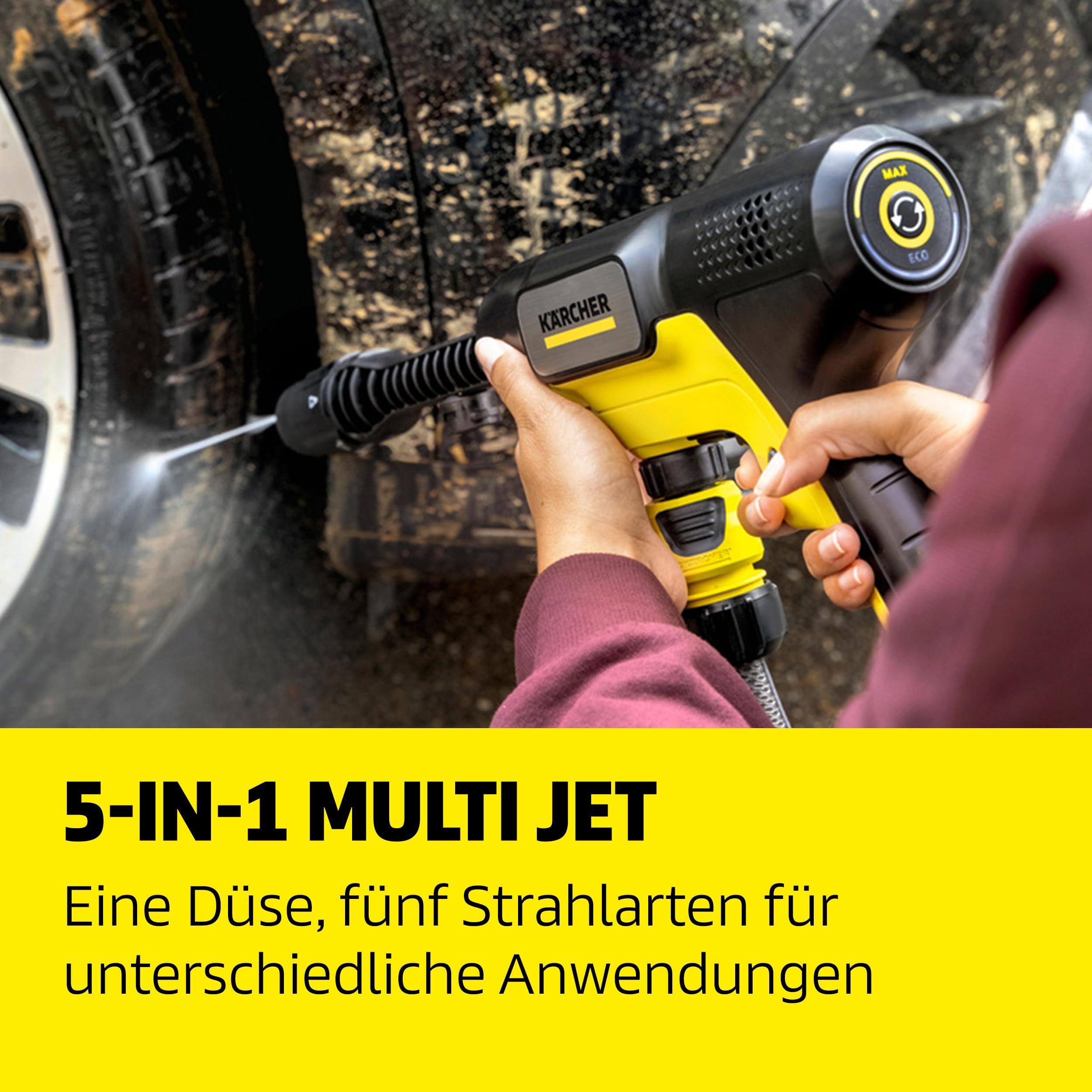 Kärcher Akku-Druckreiniger OC 7-18 Handheld, mobiler Outdoor-Reiniger, Druck: max. 24 bar, 250 l/h, 5-in-1 Multi Jet, Saugschlauch, Schaumdüse, verwendbar mit dem Kärcher 18-V-Akku, ohne Akku