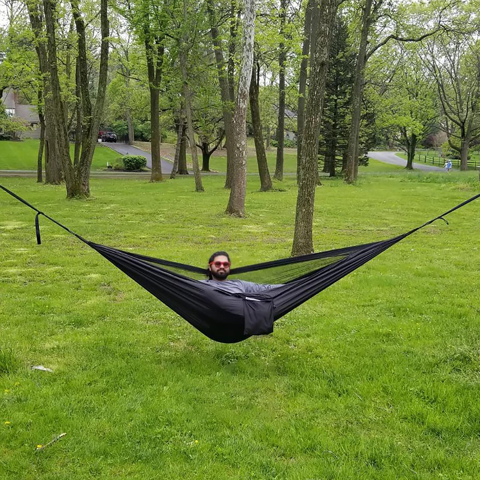 Hängematte, 290 cm × 140 Outdoor mit Netz Ultraleicht Atmungsaktiv