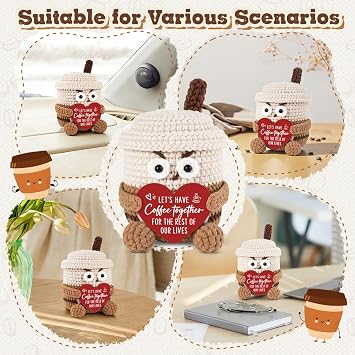 Anniversary Birthday Gifts for Him Her-Handmade Crochet Coffee Mug