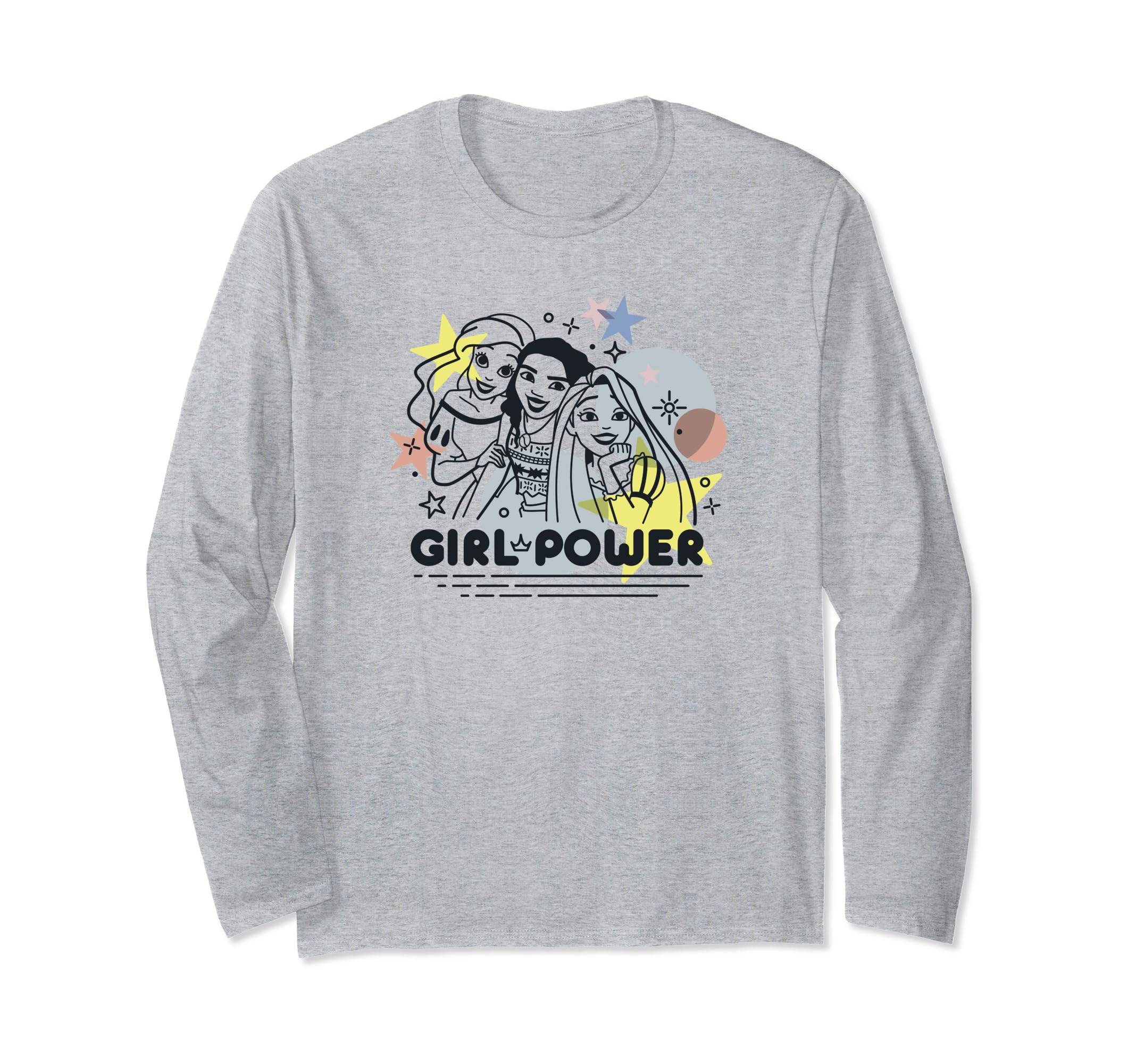 Disney Princesses Ariel Rapunzel Moana Girl Power Long Sleeve T-Shirt