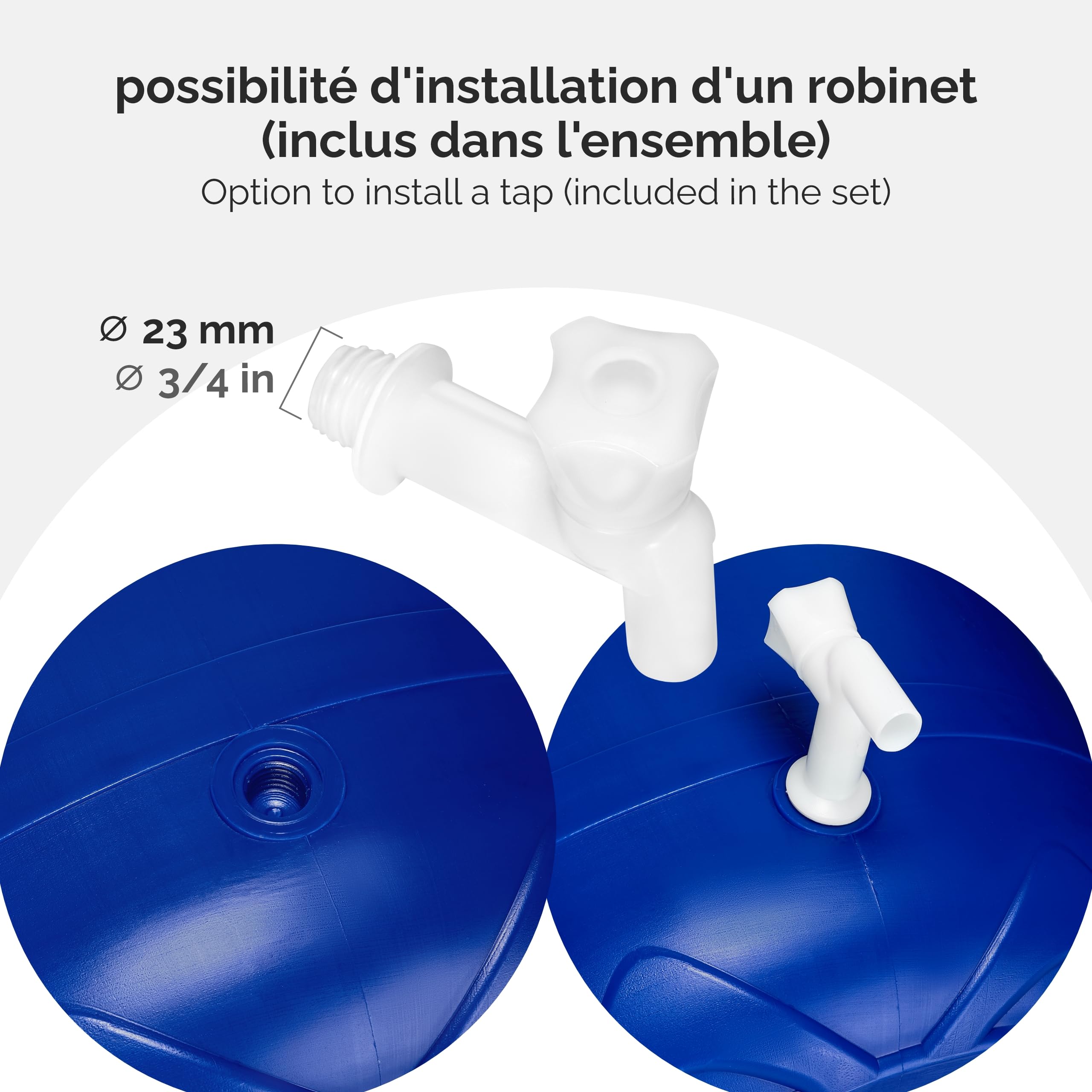 Garronda Récupérateur d'eau de Pluie Large 150 litres sans BPA avec Robinet et Couvercle Jerrican pour Jardin GD-0092, Bleu