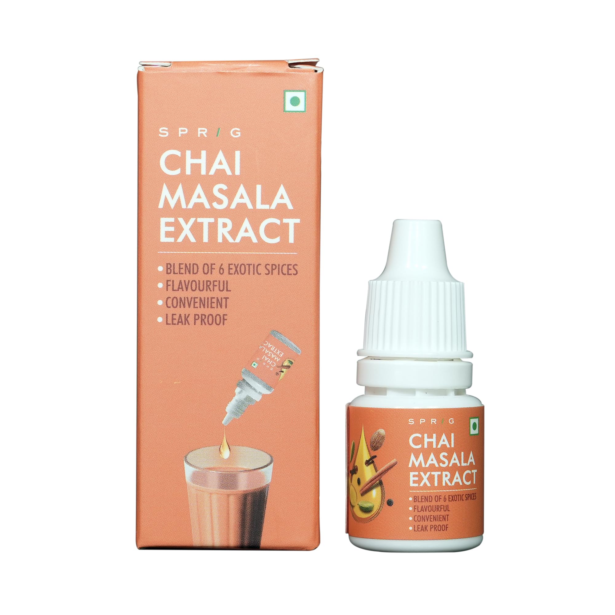 Sprig Chai Masala Extract | Masala Tea | Traditional Indian Recipe | Rich Flavour & Aroma | Leakproof squeezy dropper bottle (5ML)
