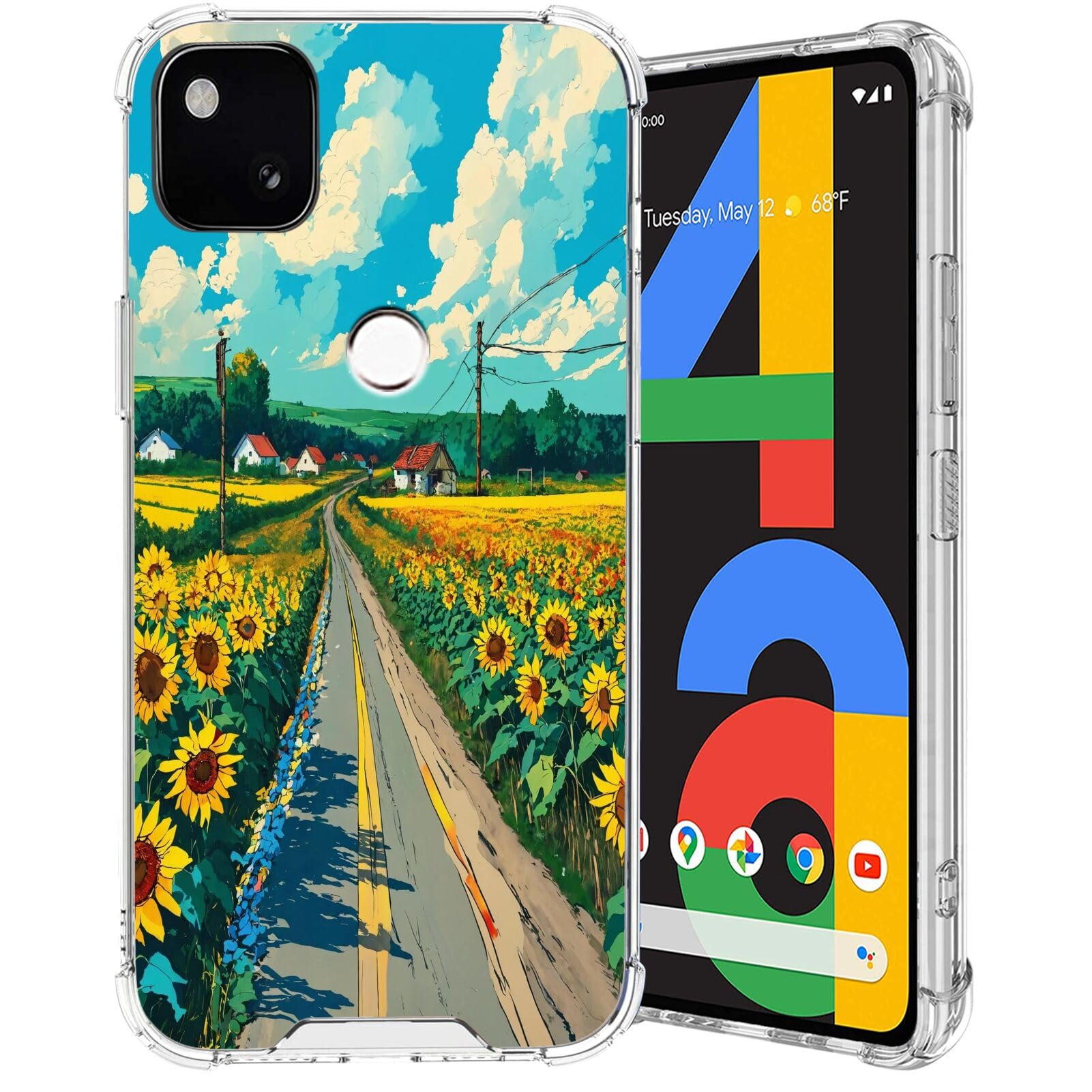 Transparent Case for Google Pixel 8 8 Pro 7 7 Pro 7a 6 6a 6 Pro 5 4 4a 4XL 3a 4G/5G Countryside-AE0 Four Corners Reinforced