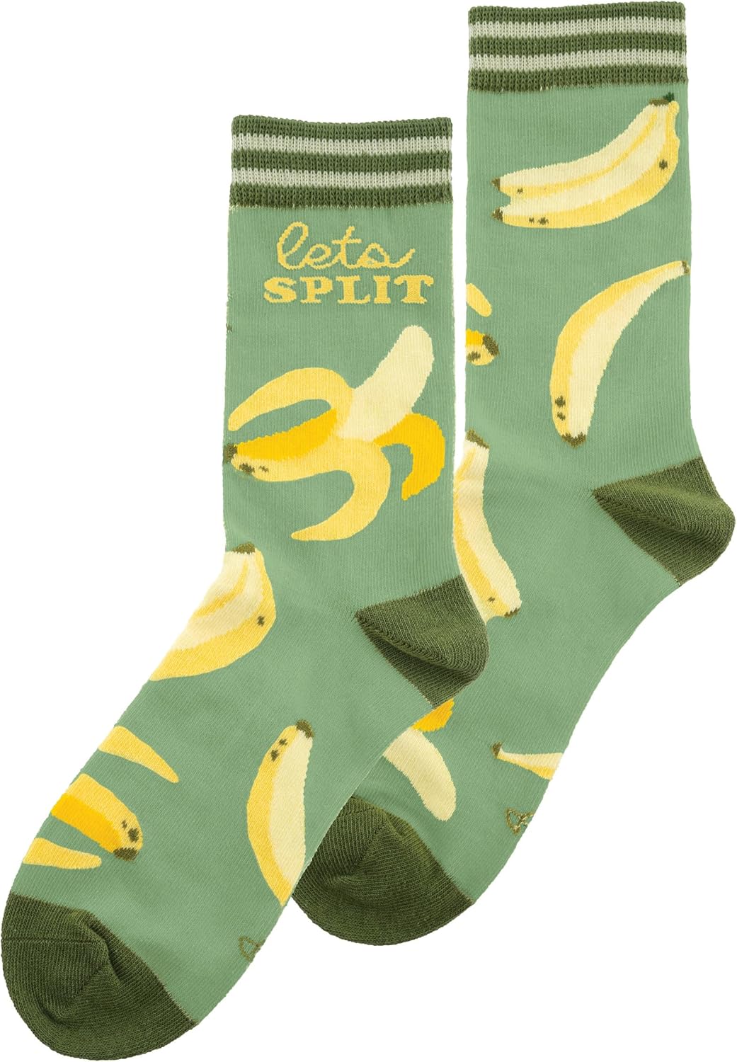 Karma Lets Split Crew Socks - Cute and Funny Socks for Women - Bright and Colorful Designs - One Size Fits Most - Bananas