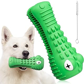 Interactive Dog Chew Toy - Dog Toys for Aggressive Chewers - Thick Rubber Teeth Cleaning Tool for Medium to Large Dogs - Tear Resistant and Dishwasher Safe - Dental Hygiene for Larger Breeds