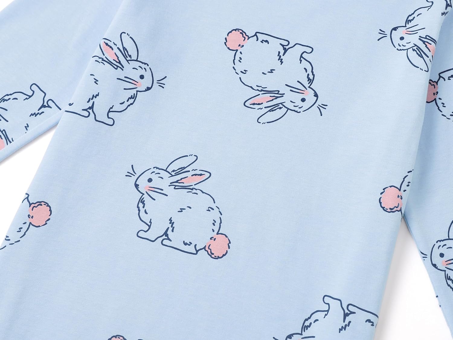 Girls Long Sleeve T-Shirt 3 Packs- Soft Tops Star Dog/Heart Shaped Balloons/Bunny Graphic Tee Size 6-14 - Image 6