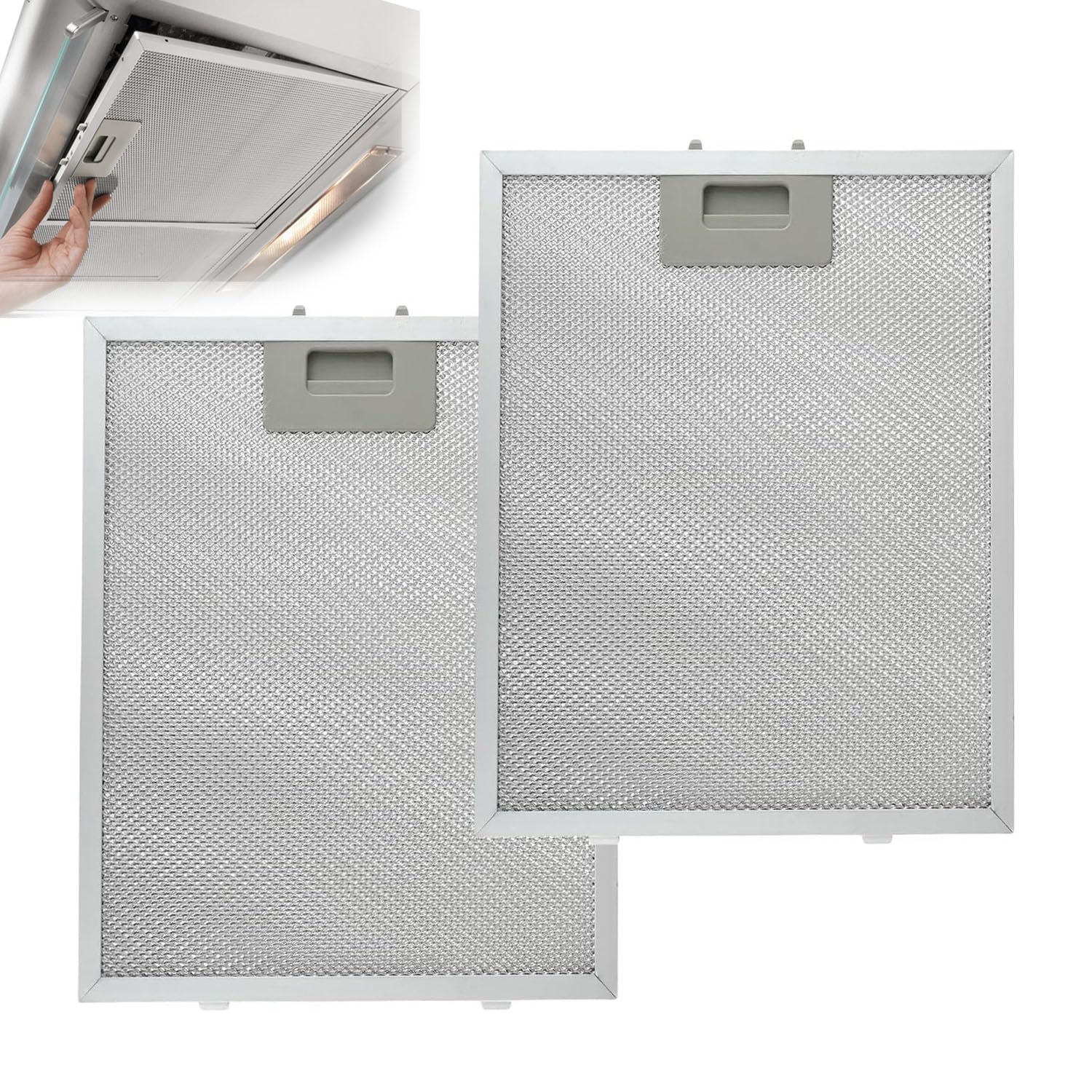 2 Pieces Metal Grease Filter, Universal Aluminium Mesh Ventilation Filter, Cooker Hood Filters, for Range Hoods of Many Leading Brands (320 x 260 mm)