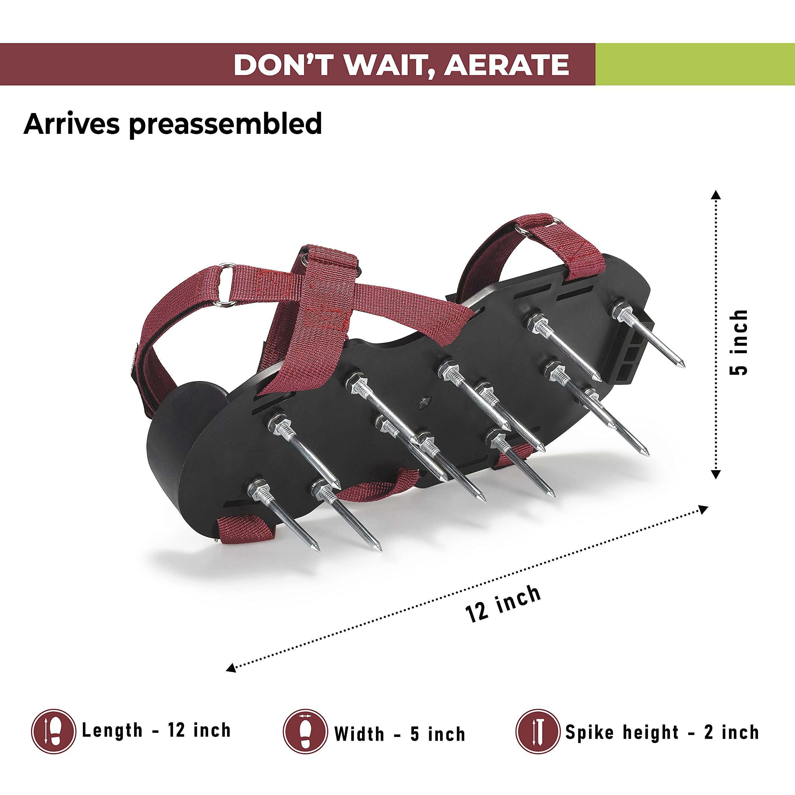 Zapatos aireadores de césped con correas de gancho y bucle, manual, llave premontada, ajustable, elegante, talla única, para todo Herramienta para césped y jardín reduce la paja,