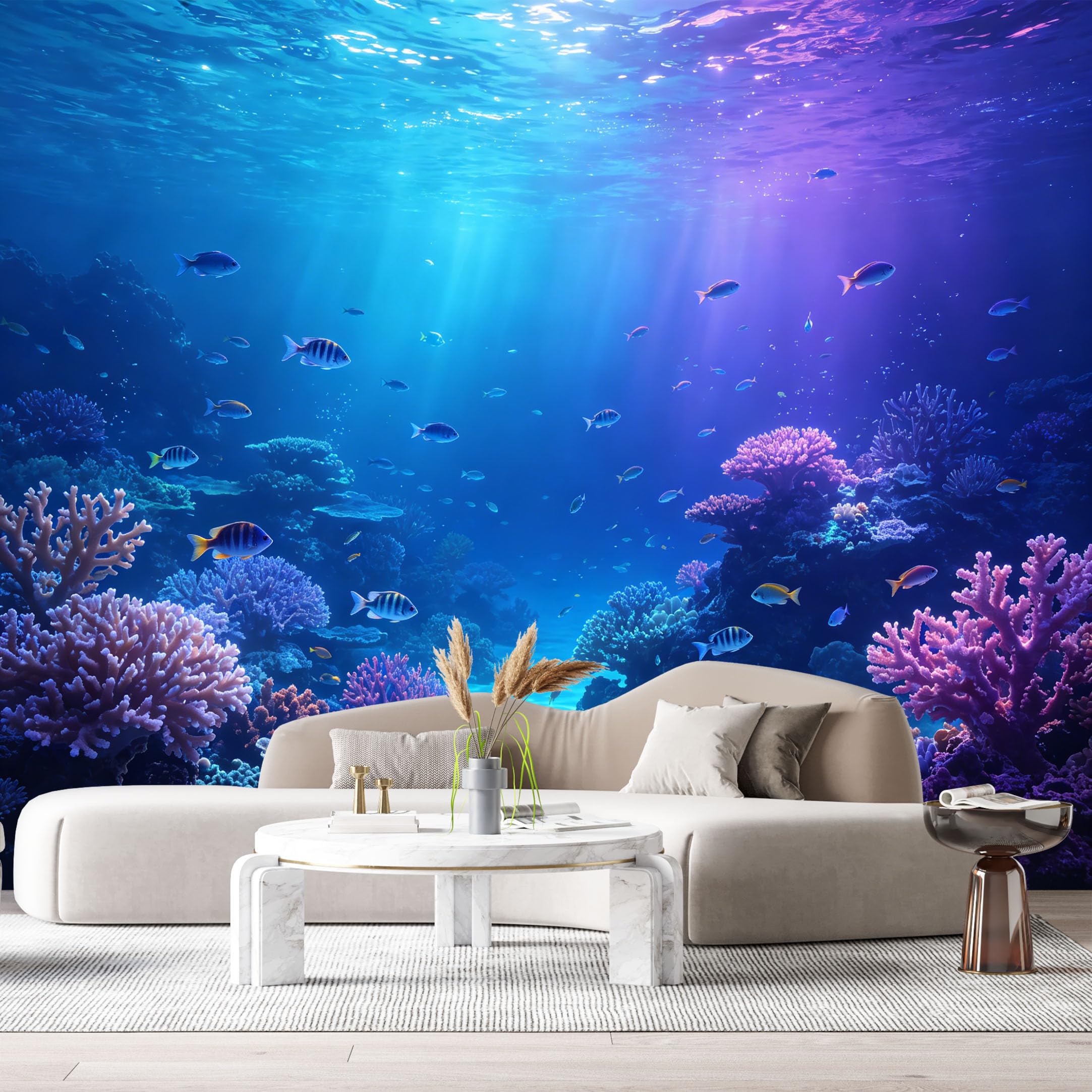 Custom Size Wall Murals Ocean Marine Tropical Coral Reef Underwater 3D SelfAdhesiveWall Fabric Removable Wallpaper Wall Decor for Living Room Bedroom Bathroom